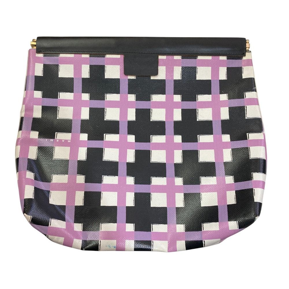 Marni Marni Marni Flower Cafe Check Print PVC Clutch Bag Plastic / Synthetic Clutch Bag DUTY FREE for USA Size ONE SIZE - 4 Thumbnail
