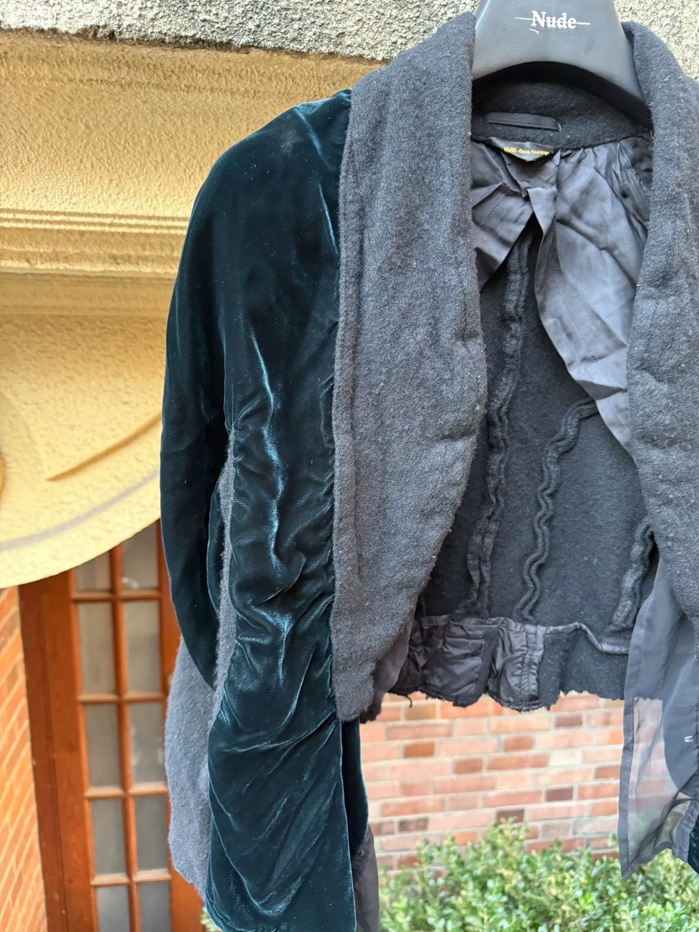dark green velvet patchwork cape jacket