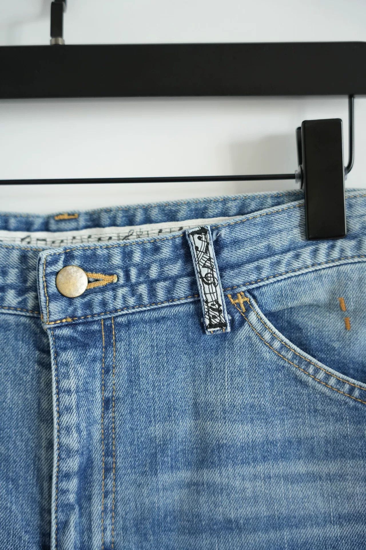 Number (N)ine washed denim pants with musical print Size US 30 / EU 46 - 3 Thumbnail