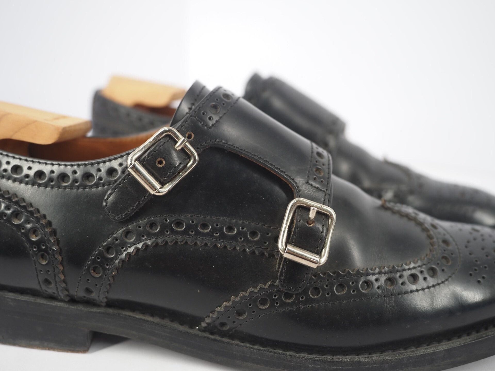 Church's Church's Black Monk Strap Shoes for Women Size US 7 / IT 37 - 3 Thumbnail