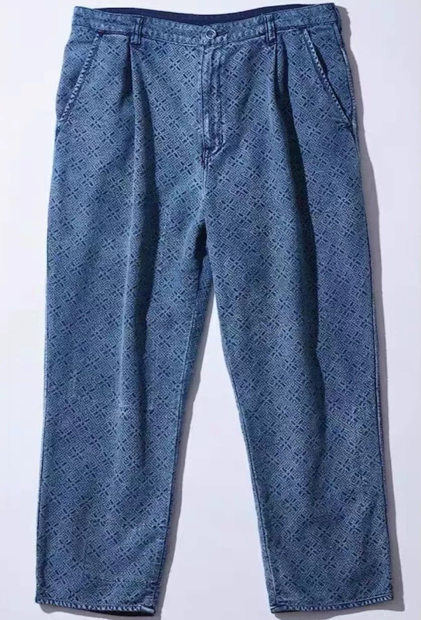 Porter Classic Kogin Pants with Floral Stitching in Blue Size 36" / US 14 / IT 50 - 2 Thumbnail