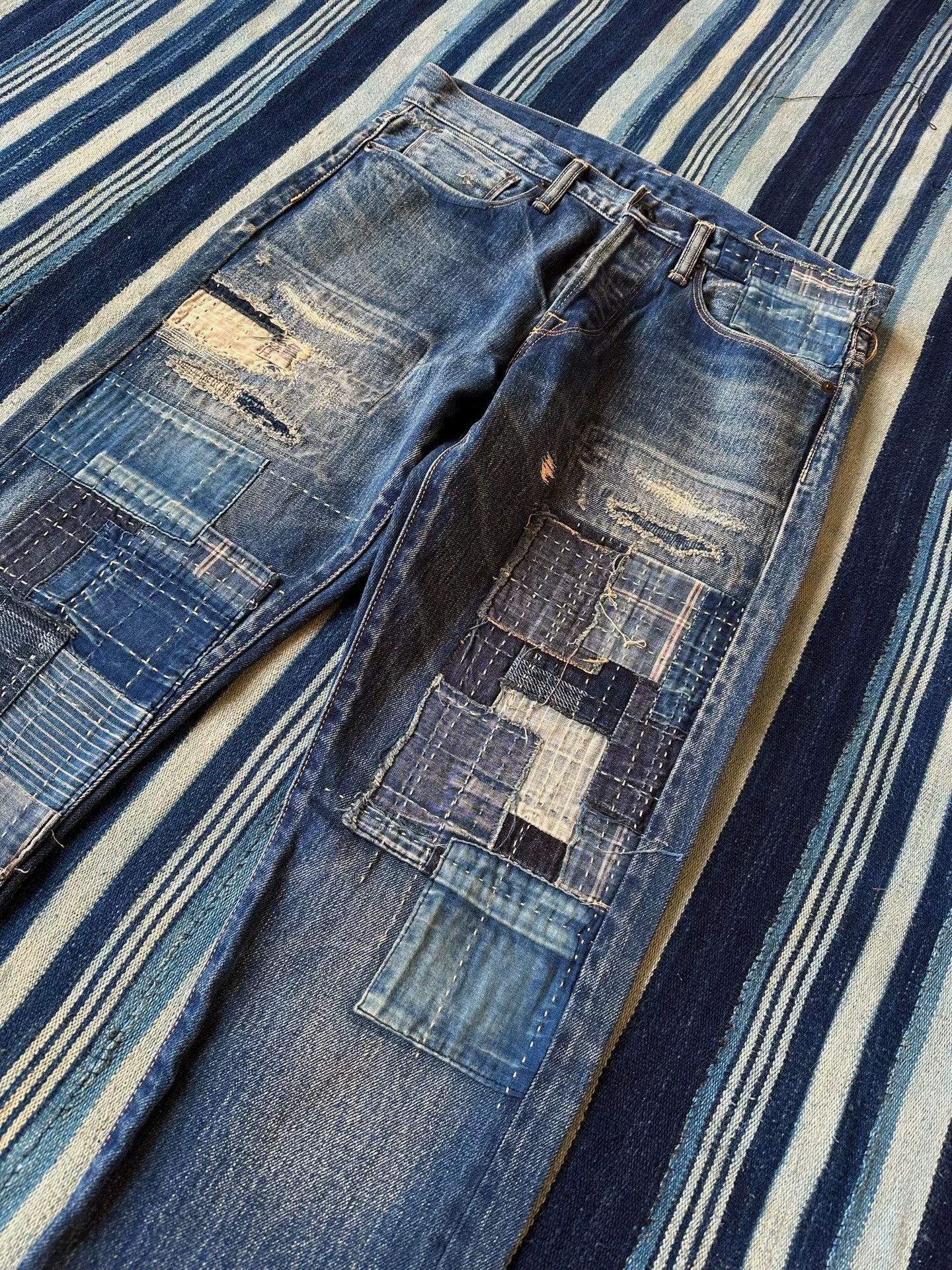 KURO distressed boro patchwork red ear denim pants Size 32" / US 10 / IT 46 - 8 Thumbnail