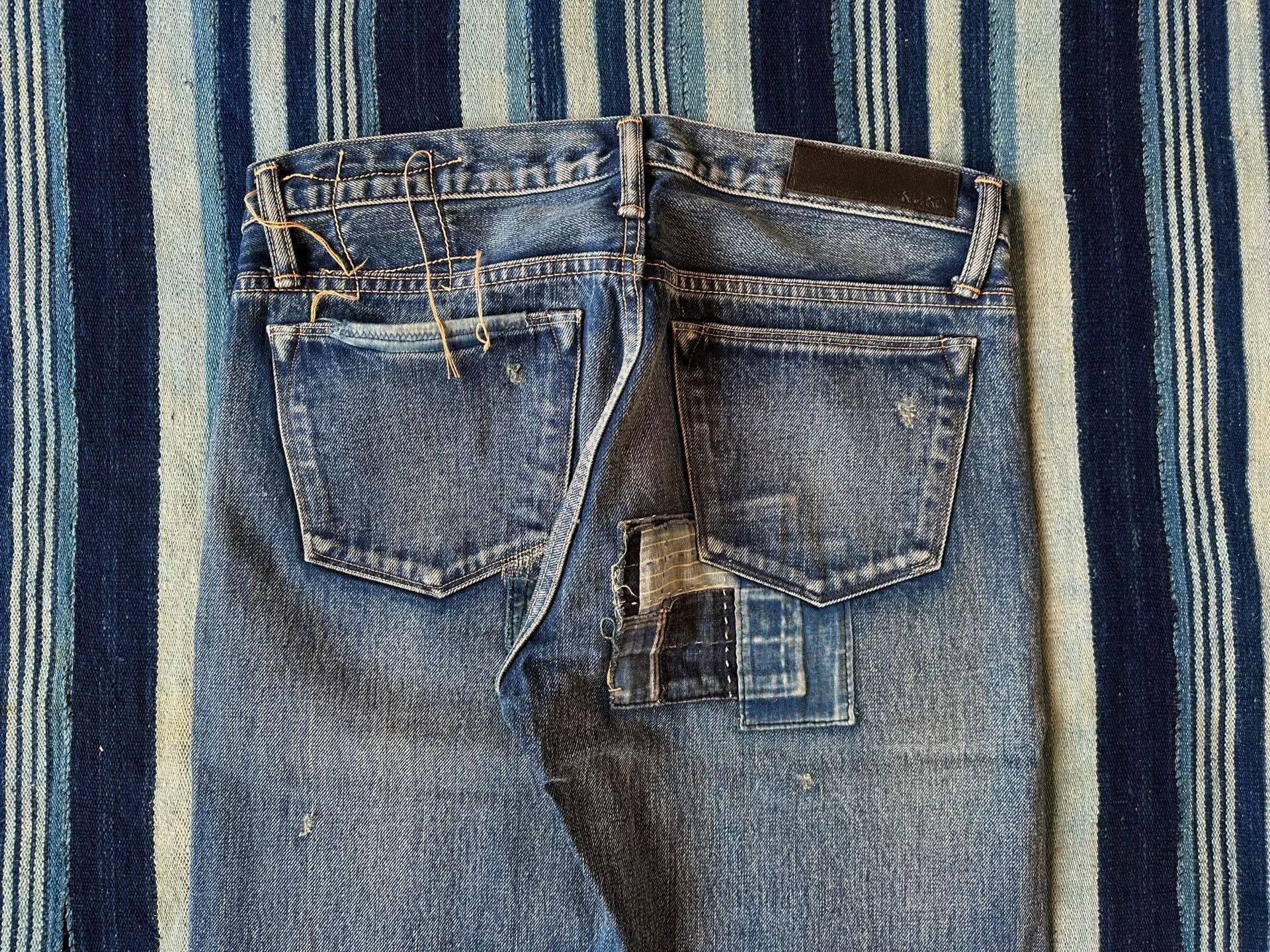 KURO distressed boro patchwork red ear denim pants Size 32" / US 10 / IT 46 - 5 Thumbnail