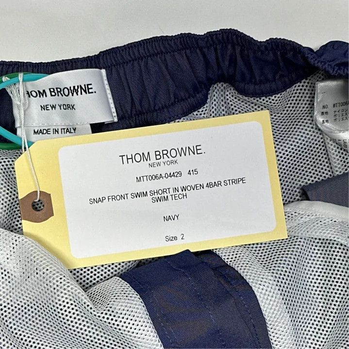 Thom Browne Thom Browne Navy Stripe Swim Shorts for Men Size US 34 / EU 50 - 3 Thumbnail