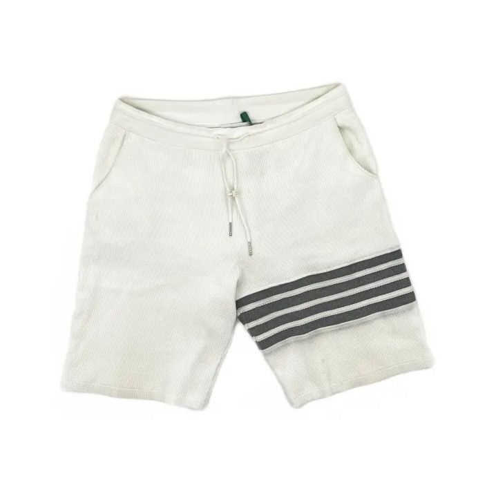 Thom Browne Thom Browne White Striped Sports Shorts for Men Size US 34 / EU 50 - 2 Thumbnail