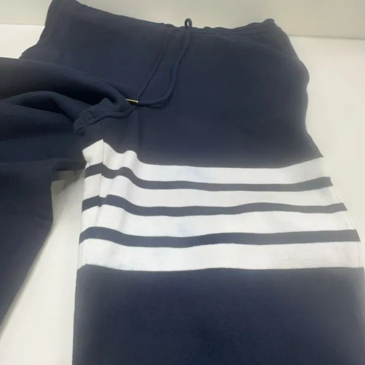 Thom Browne Thom Browne Classic Striped Navy Sweatpants Size US 34 / EU 50 - 8 Thumbnail