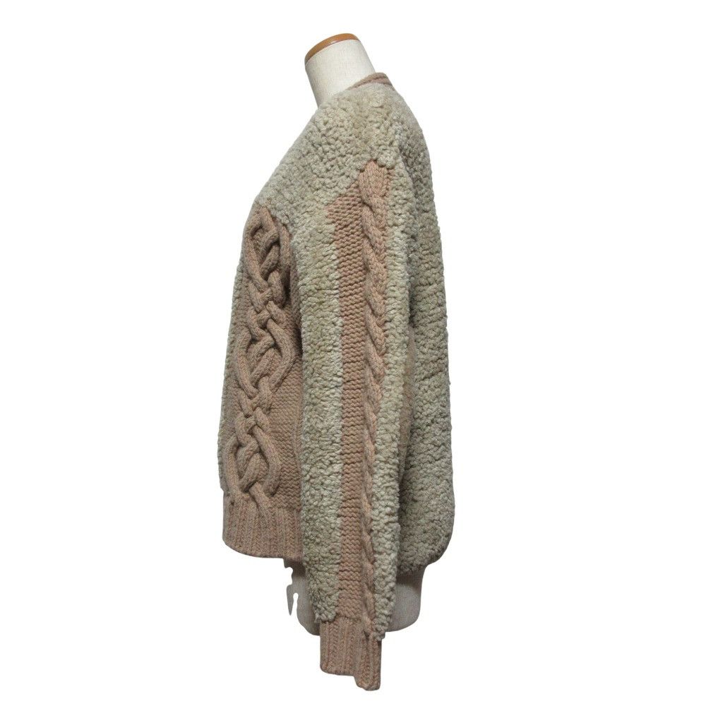 Other Other Drawer Elbow Patch Shearling Knit Cardigan Fur Tops 6515-199-0416 DUTY FREE for USA Size ONE SIZE - 3 Thumbnail