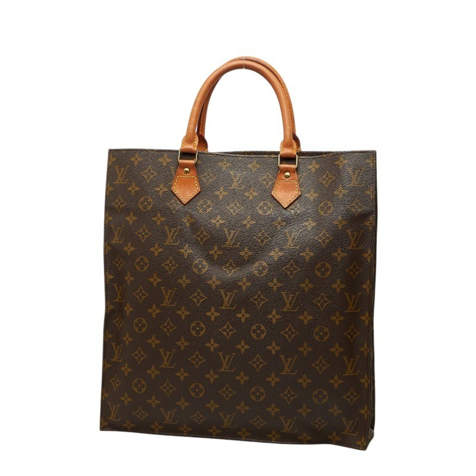 Louis Vuitton Louis Vuitton Monogram Sac Plat Handbag Tote Bag M51140 Brown Leather Women's LOUIS VUITTON Size ONE SIZE - 2 Thumbnail