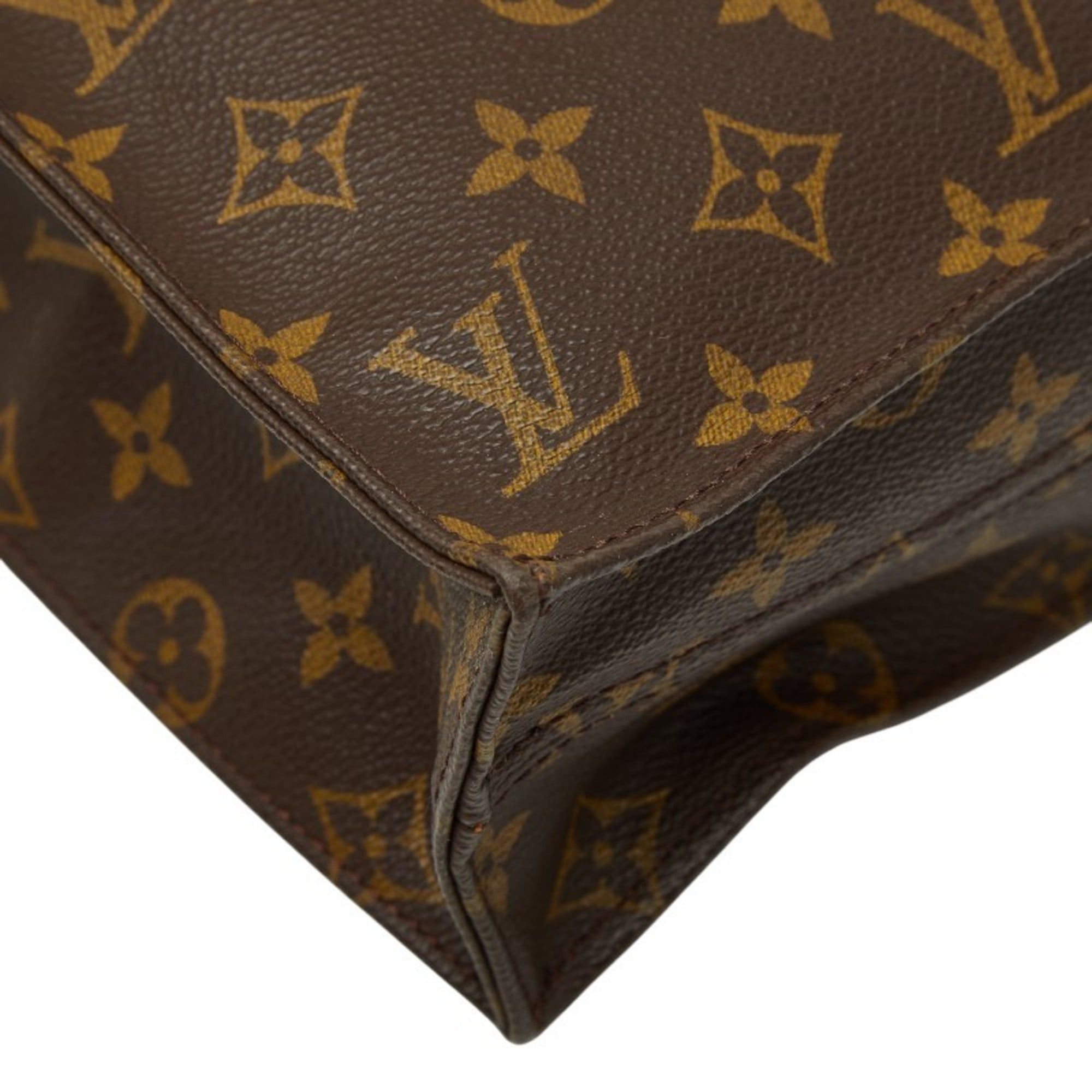 Louis Vuitton Louis Vuitton Monogram Sac Plat Handbag Tote Bag M51140 Brown Leather Women's LOUIS VUITTON Size ONE SIZE - 4 Thumbnail