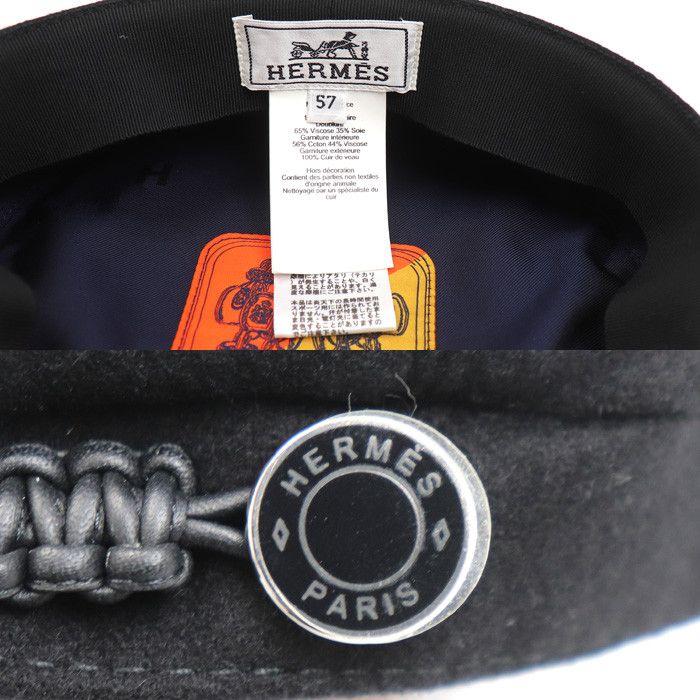 Hermes Hermes Hermes Deauville Cashmere Leather Cap Textile Hats DUTY FREE for USA Size ONE SIZE - 5 Thumbnail