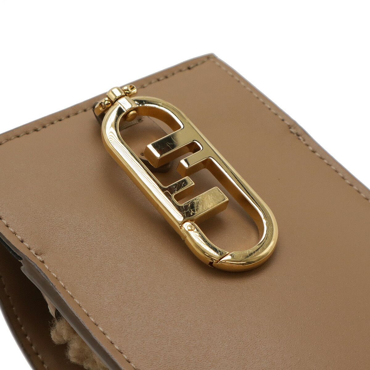 Fendi Fendi Fendi FF Logo Shearling Phone Pouch Leather Phonecase 7AS047 DUTY FREE for USA Size ONE SIZE - 4 Thumbnail