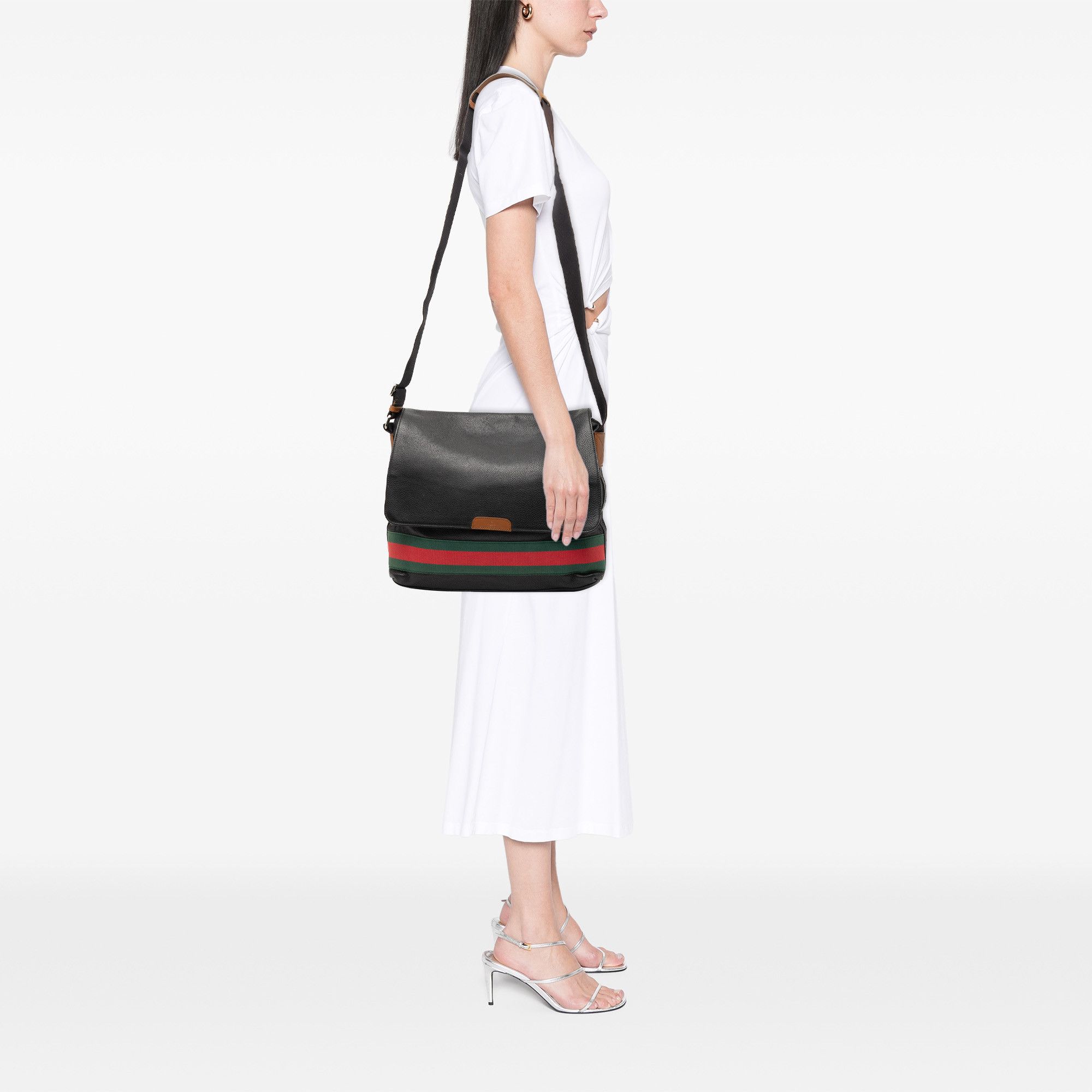 Gucci Gucci Leather Web Messenger Bag Size ONE SIZE - 7 Thumbnail