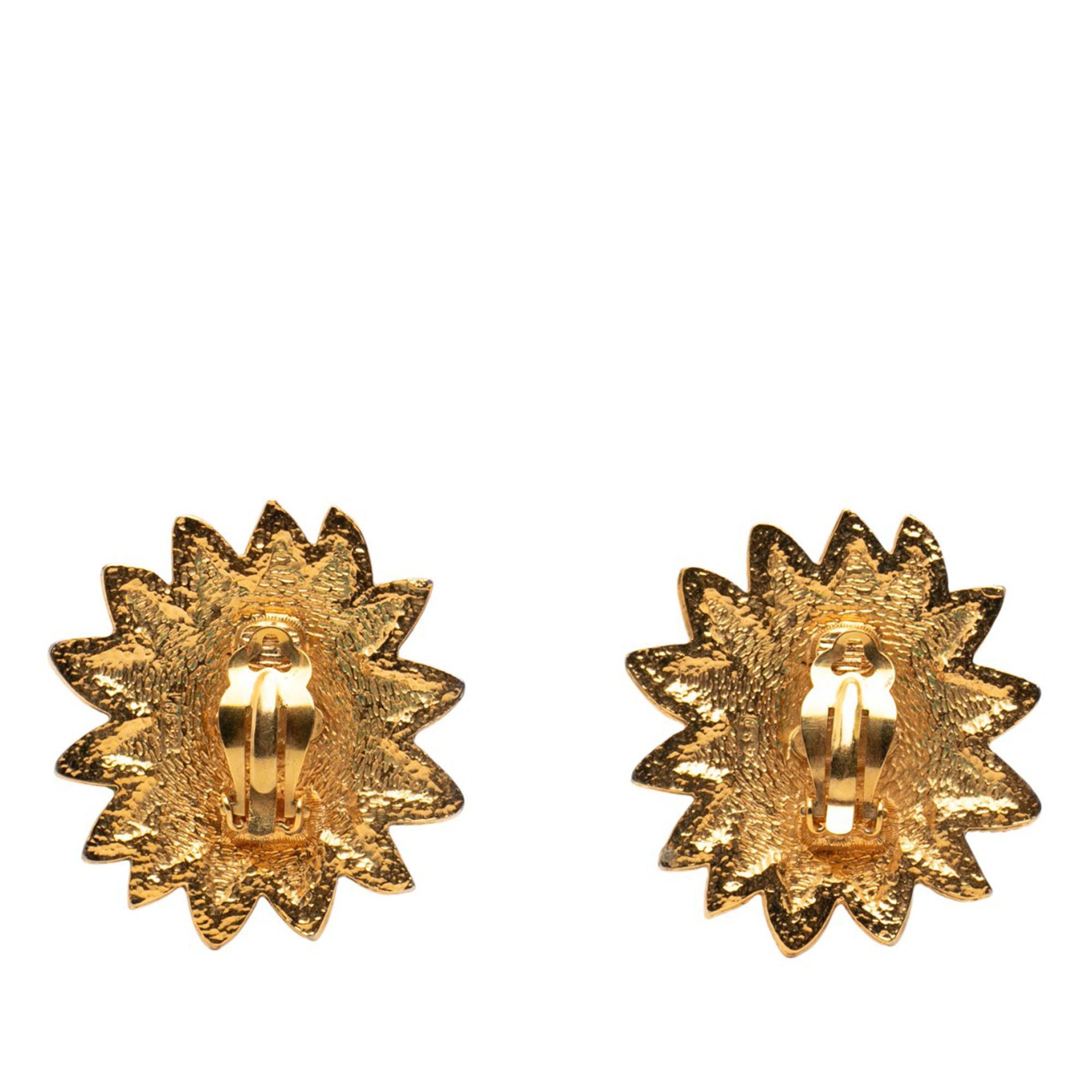 Chanel Chanel CC Gold Plated Lion Sunburst Clip on Earrings Size ONE SIZE - 2 Thumbnail