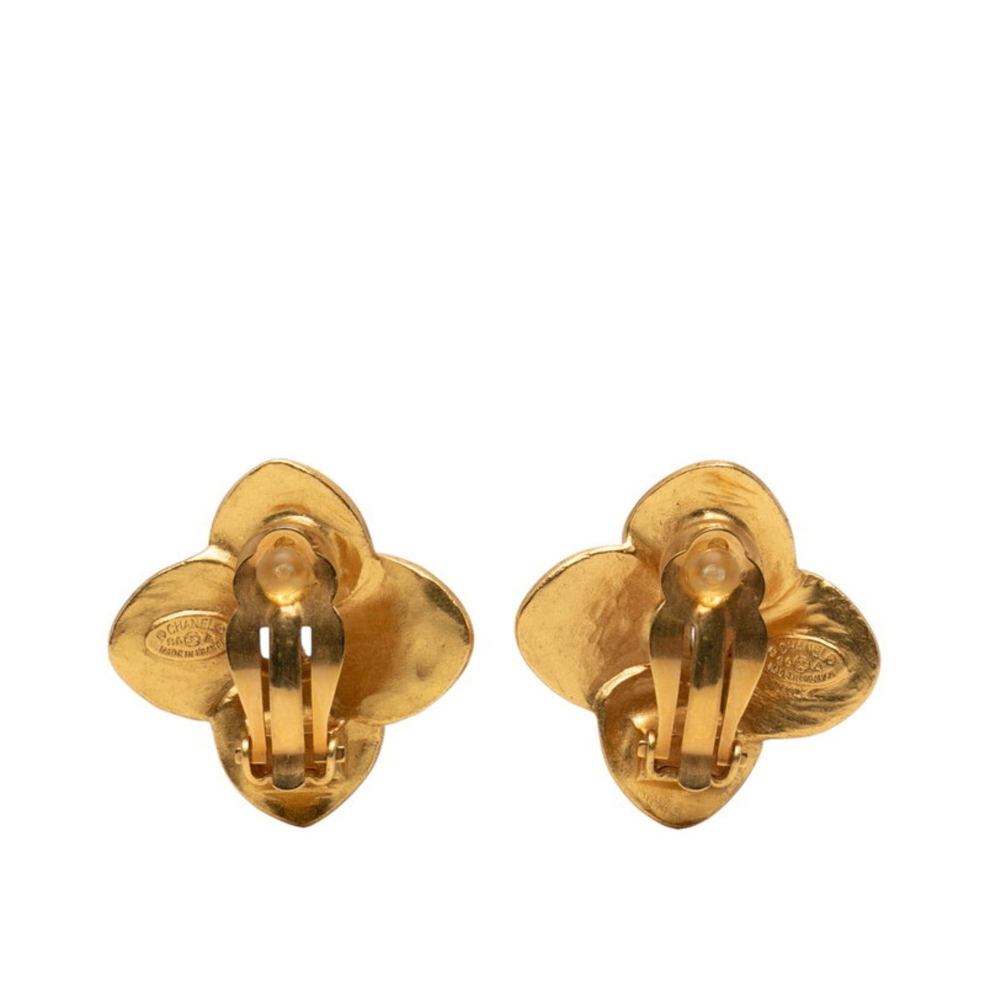 Chanel CHANEL Coco Mark Flower Motif Vintage Earrings, Gold Plated, Women's Size ONE SIZE - 2 Thumbnail