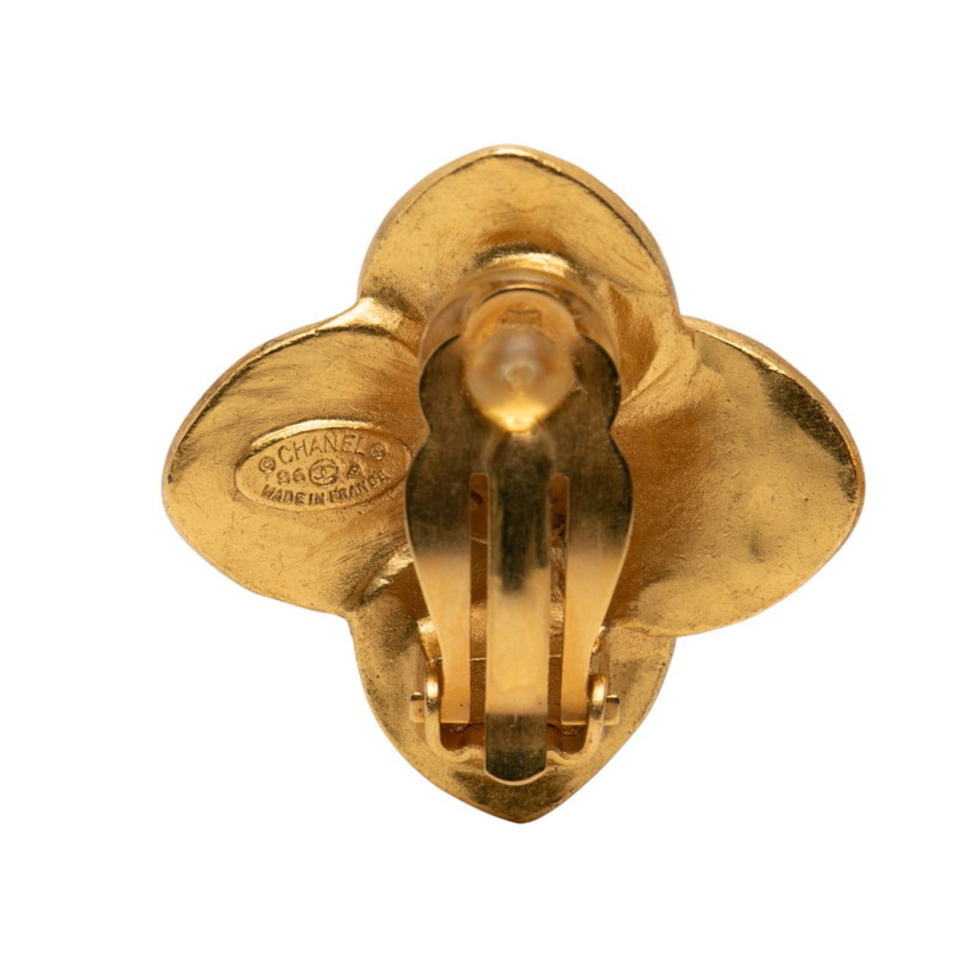 Chanel CHANEL Coco Mark Flower Motif Vintage Earrings, Gold Plated, Women's Size ONE SIZE - 3 Thumbnail