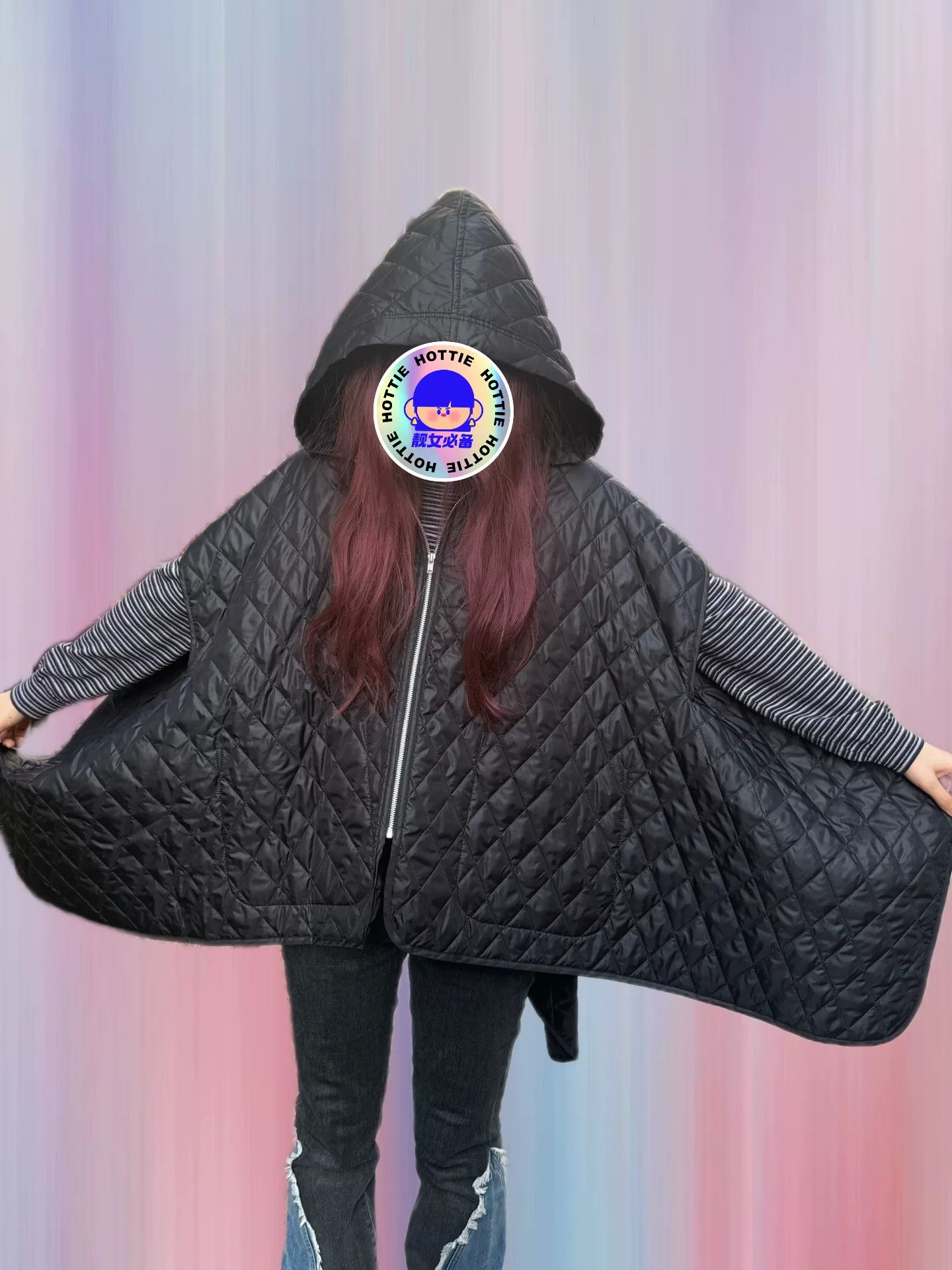 Comme des Garcons black quilted hooded cape jacket Size US M / EU 48-50 / 2 - 7 Thumbnail
