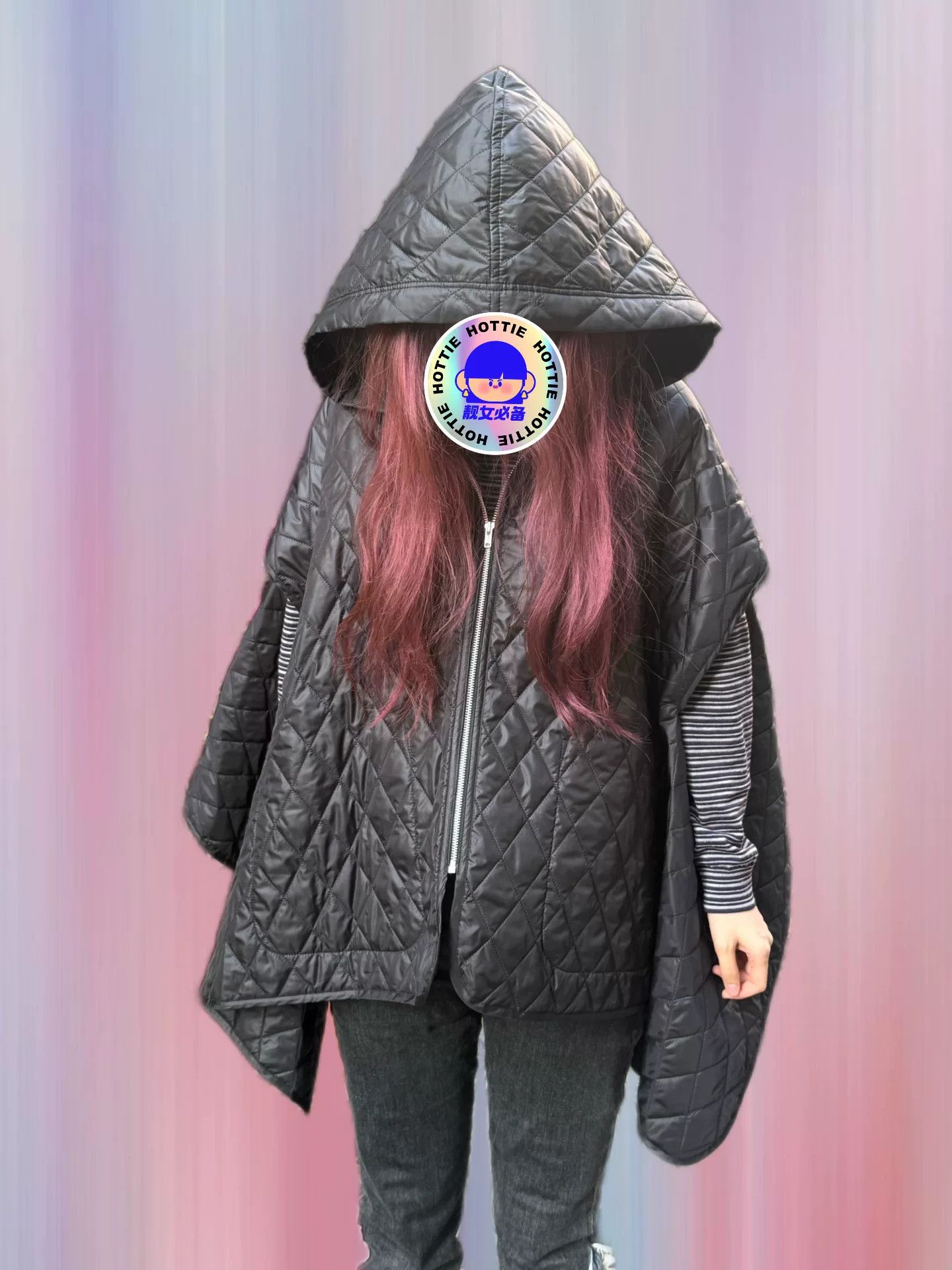 Comme des Garcons black quilted hooded cape jacket Size US M / EU 48-50 / 2 - 6 Thumbnail