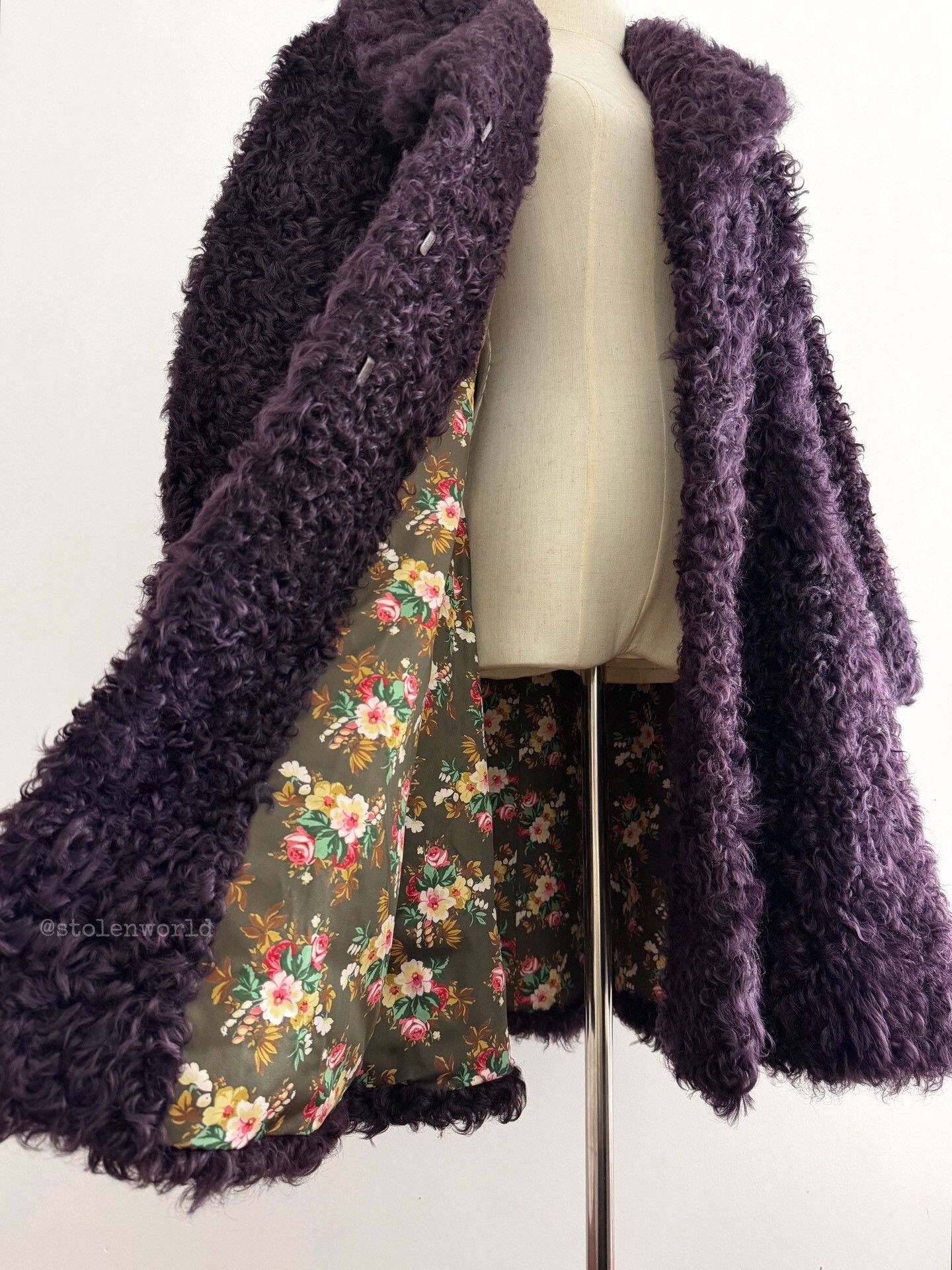 Kenzo dark purple floral fur coat Size M / US 6-8 / IT 42-44 - 2 Thumbnail