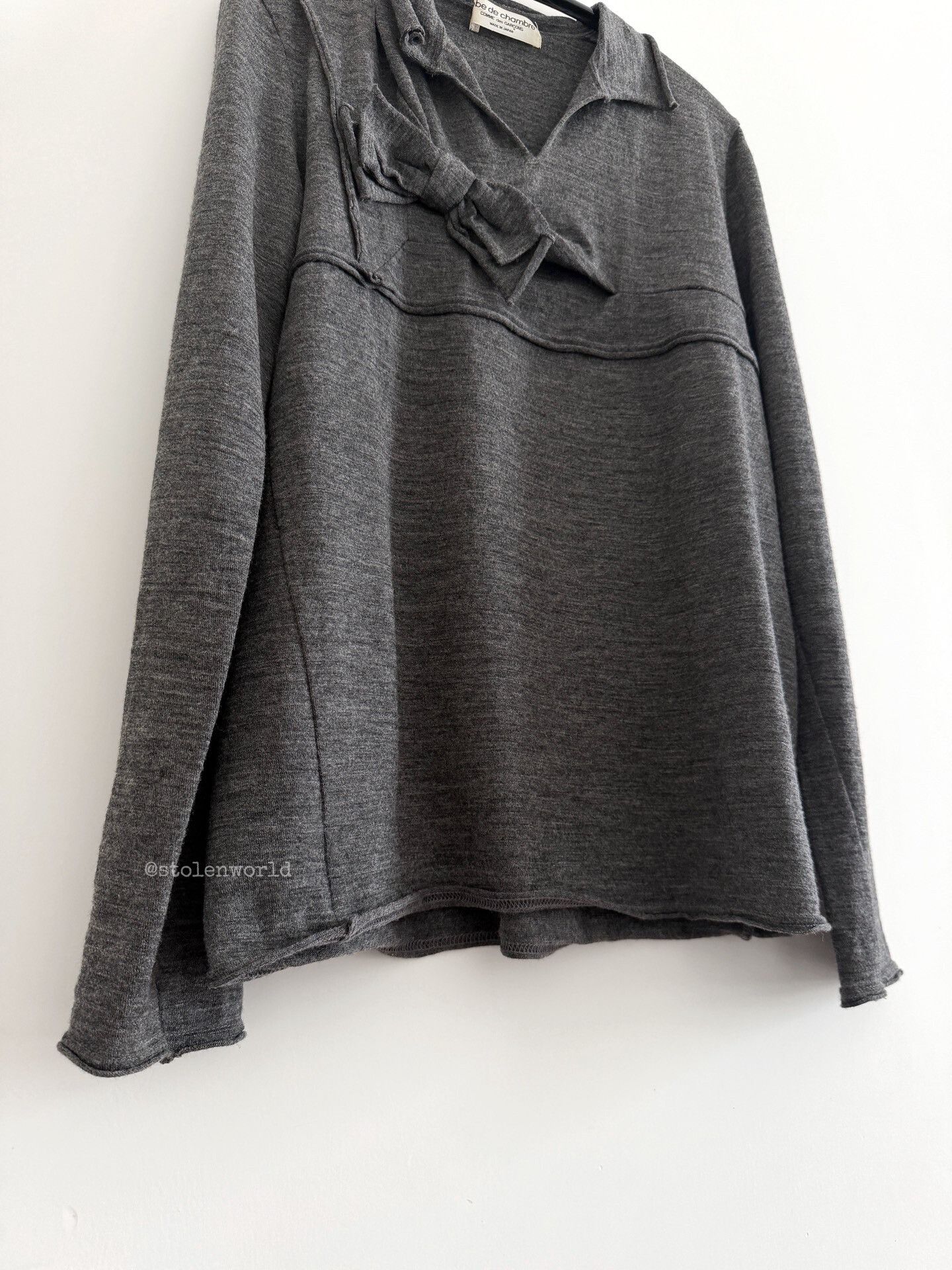 Comme des Garcons gray wool top with bow detail Size M / US 6-8 / IT 42-44 - 3 Thumbnail
