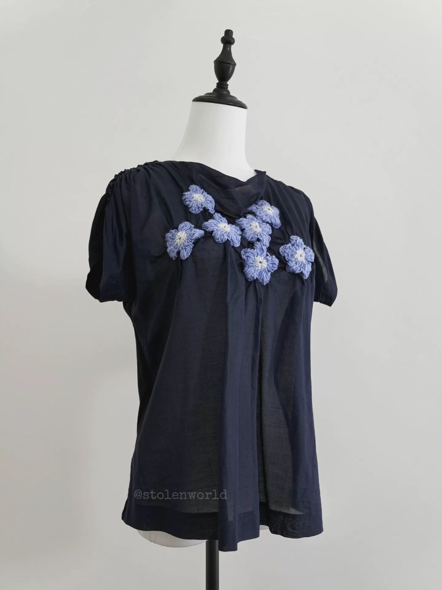 Comme des Garcons navy flower embroidered top Size M / US 6-8 / IT 42-44 - 6 Thumbnail