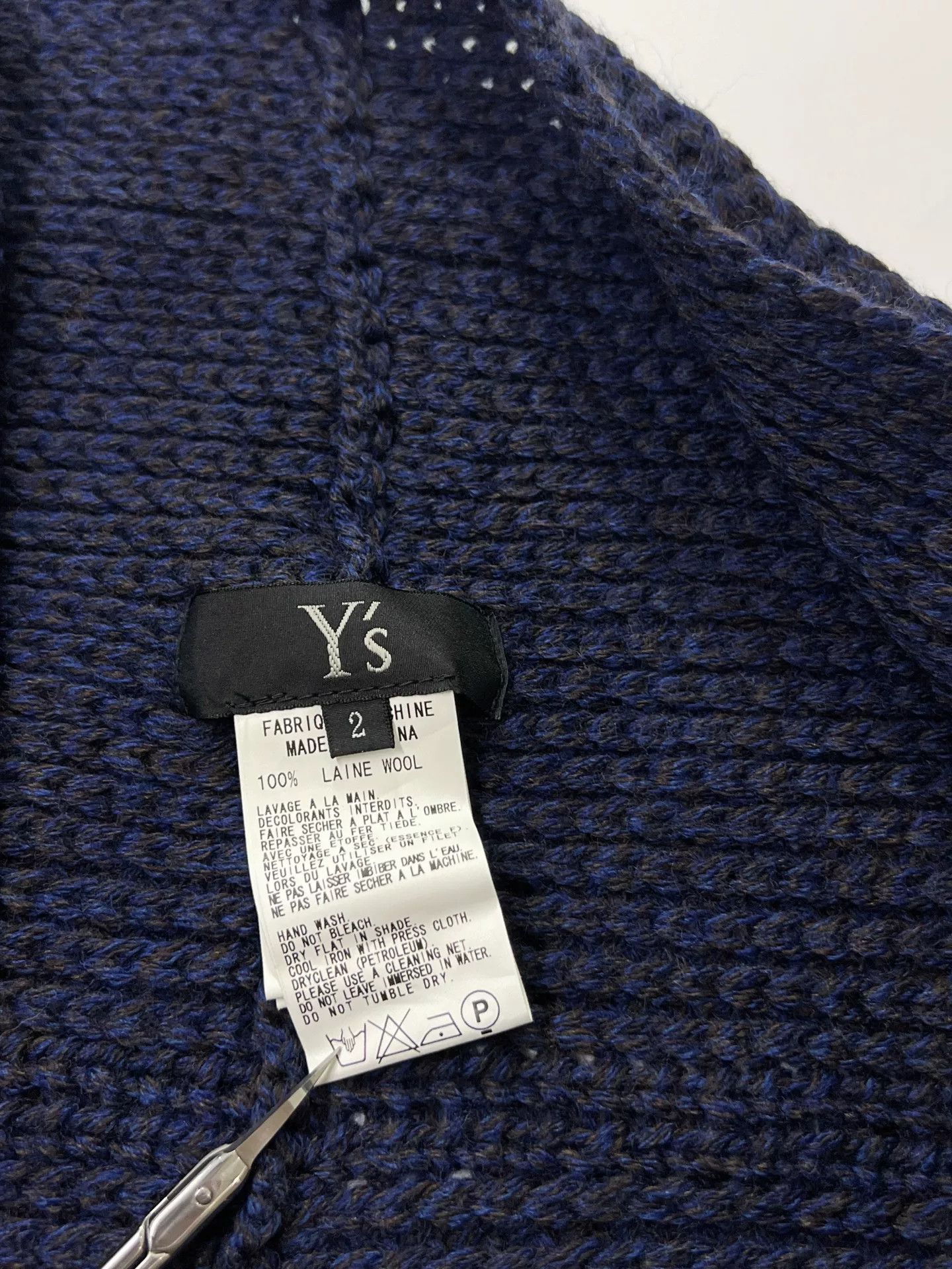 Y's soft wool fringed shawl in navy blue Size ONE SIZE - 9 Thumbnail