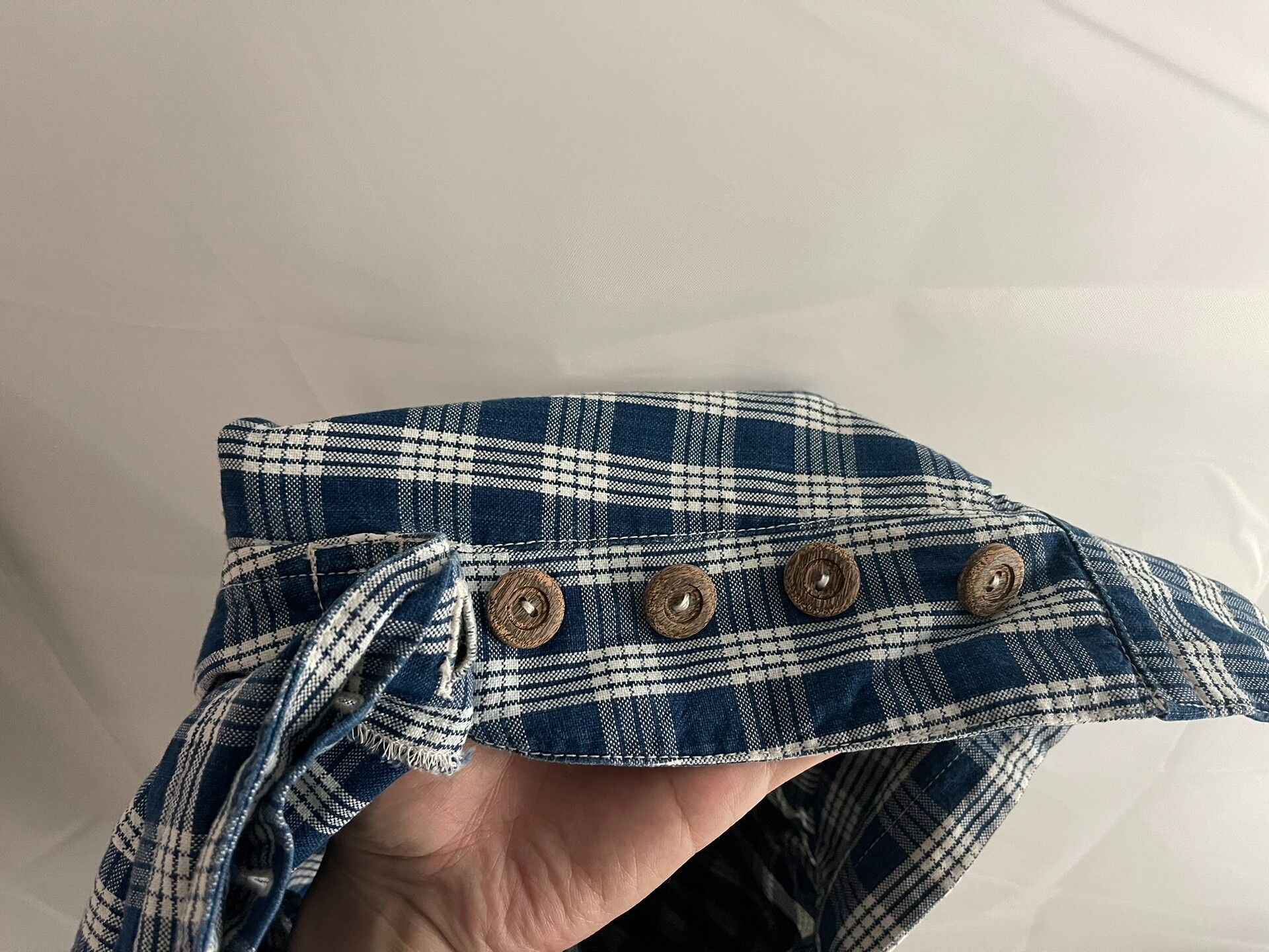 Porter Classic blue checkered wide leg pants with ties Size 30" / US 8 / IT 44 - 4 Thumbnail