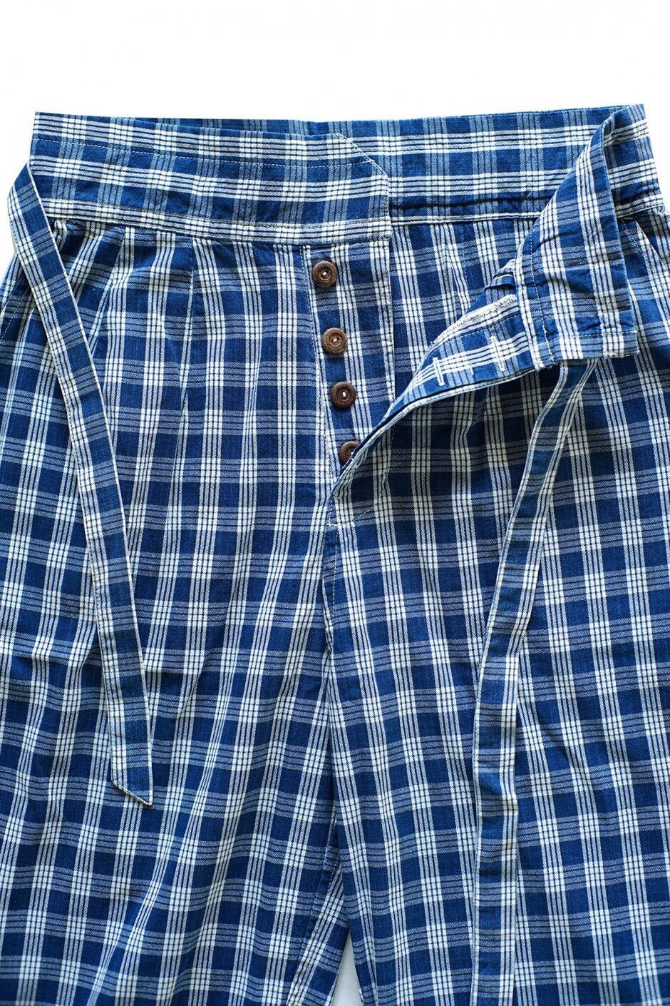Porter Classic blue checkered wide leg pants with ties Size 30" / US 8 / IT 44 - 6 Thumbnail