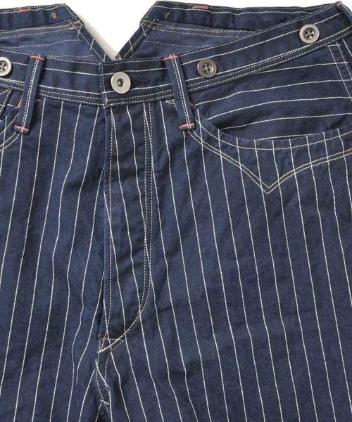 Gypsy indigo striped vintage suspenders pants Size 28" / US 6 / IT 42 - 7 Thumbnail