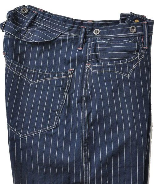 Gypsy indigo striped vintage suspenders pants Size 28" / US 6 / IT 42 - 8 Thumbnail