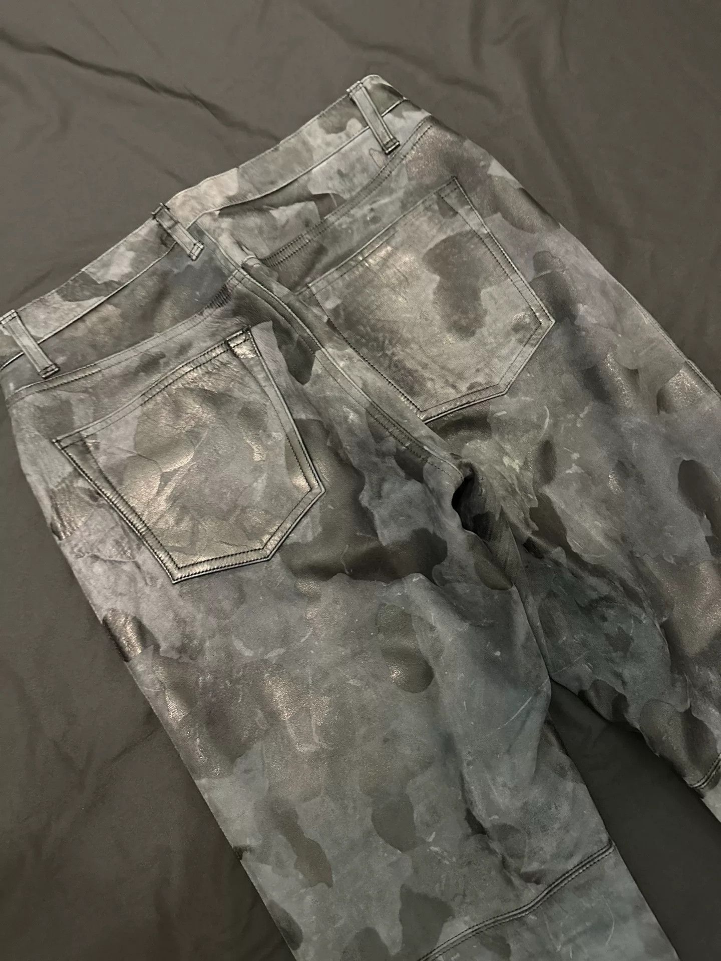 Vintage vintage 90s black camouflage leather pants Size US 30 / EU 46 - 8 Thumbnail