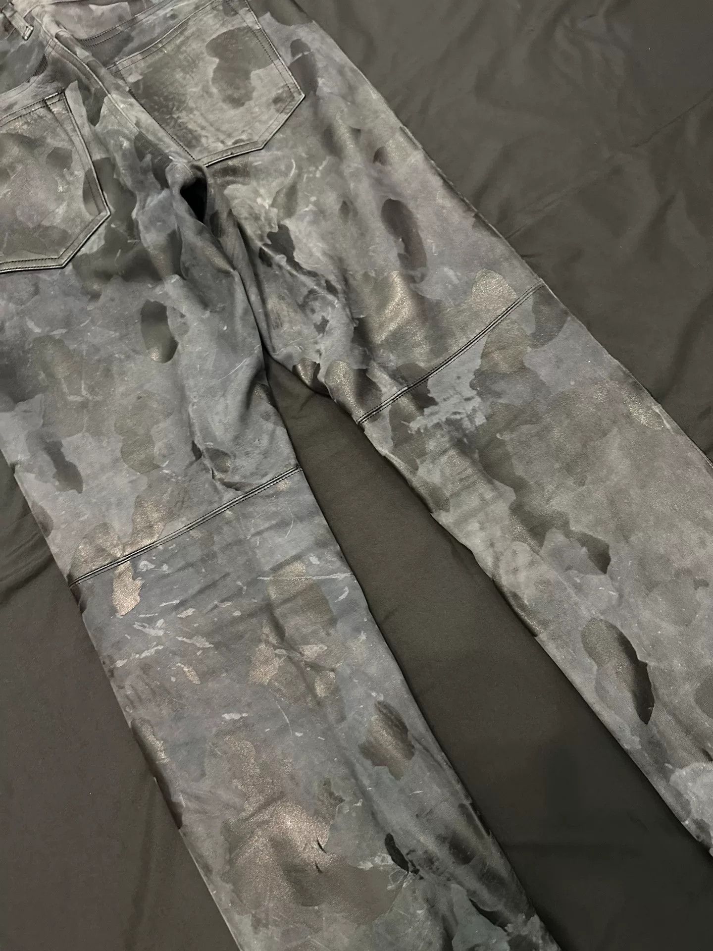 Vintage vintage 90s black camouflage leather pants Size US 30 / EU 46 - 7 Thumbnail