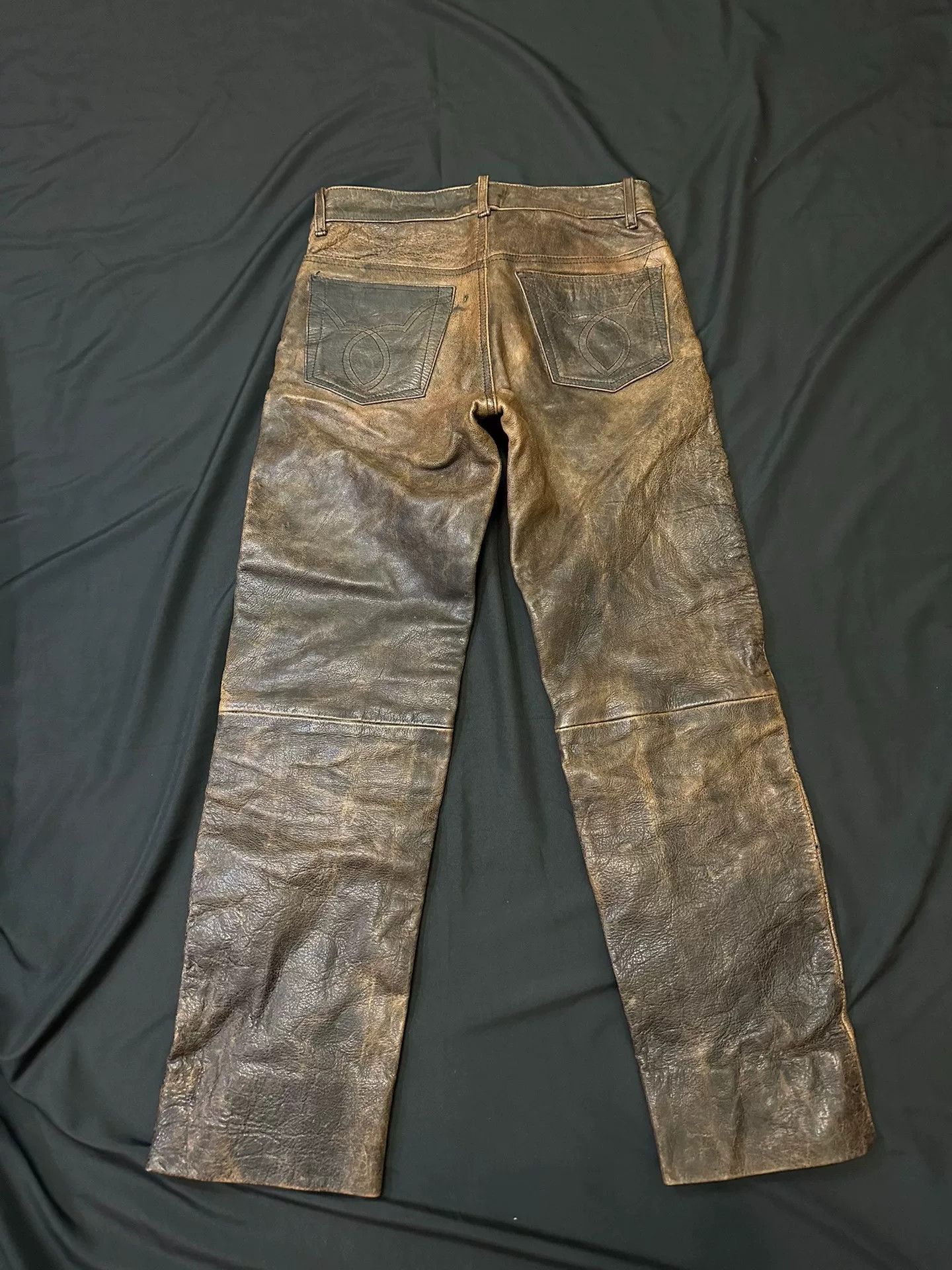 Vintage vintage leather pants with distressed details Size US 34 / EU 50 - 5 Thumbnail