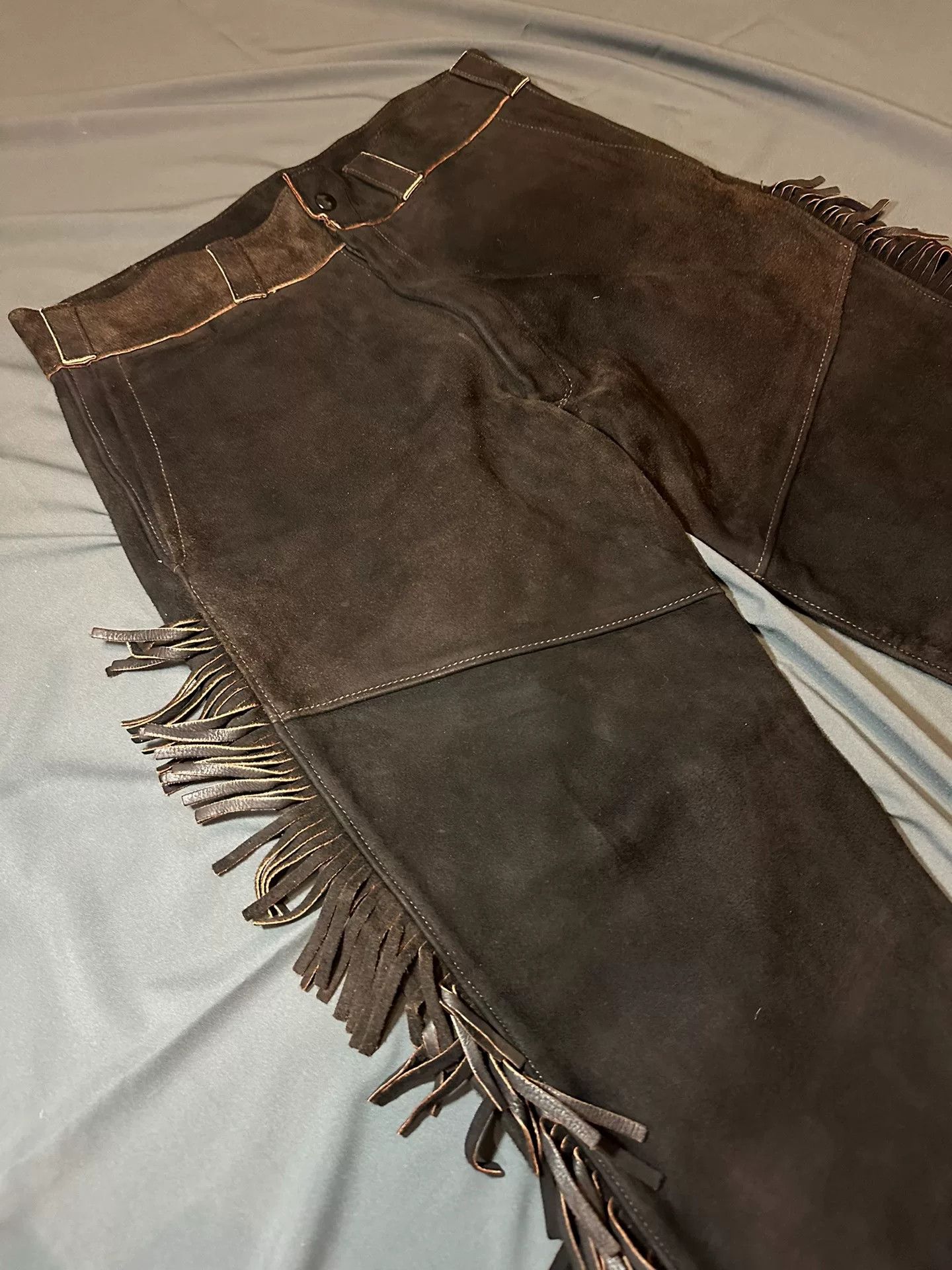 Vintage vintage 70s western fringed leather pants Size 30" / US 8 / IT 44 - 3 Thumbnail