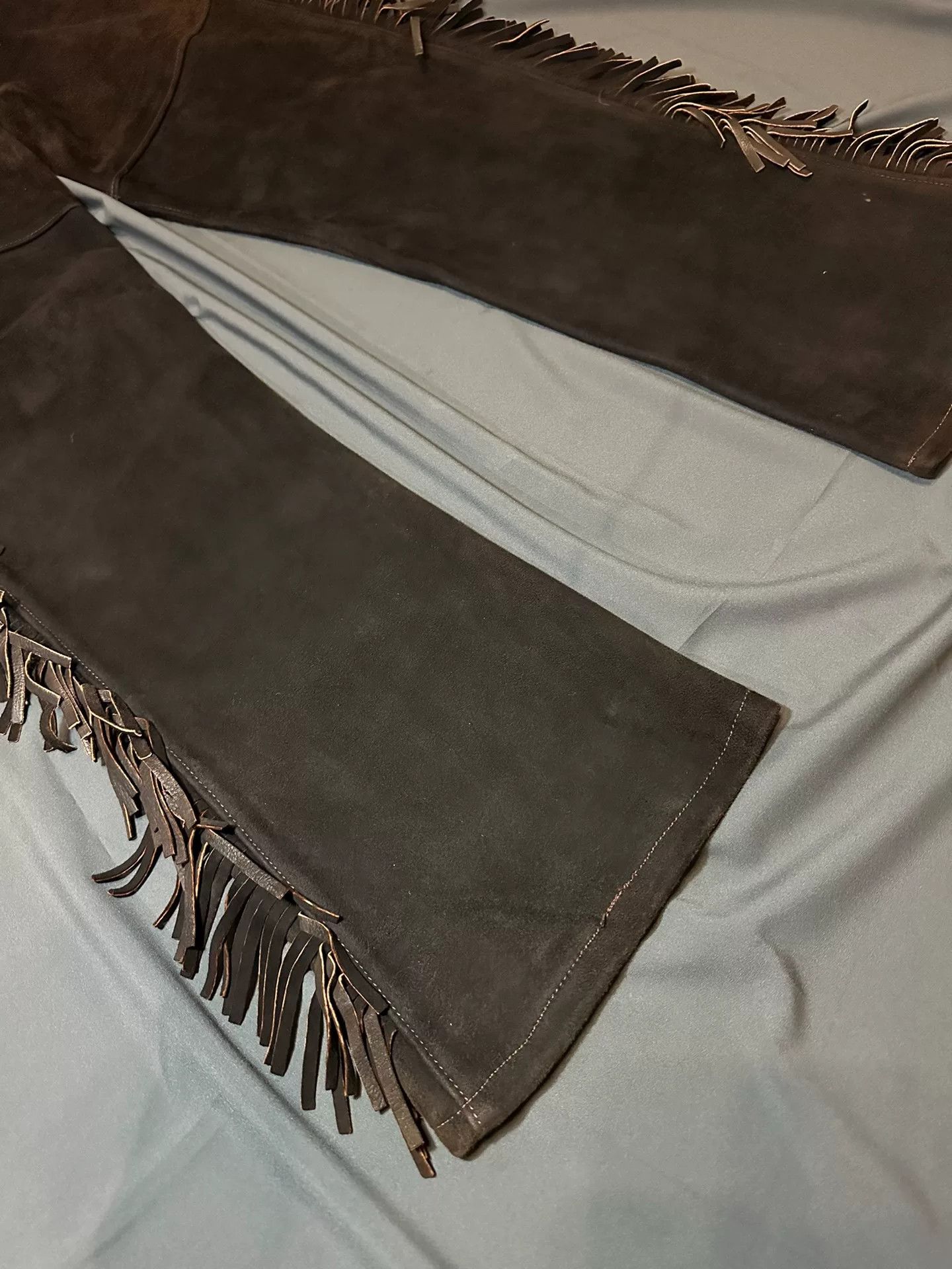 Vintage vintage 70s western fringed leather pants Size 30" / US 8 / IT 44 - 2 Thumbnail