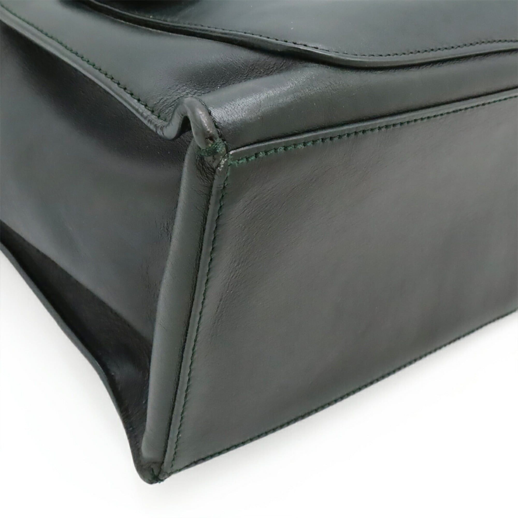 Balenciaga BALENCIAGA Padlock All Afternoon Handbag/Shoulder Bag, Dark Green Leather, Key Missing, 305593 Size ONE SIZE - 4 Thumbnail