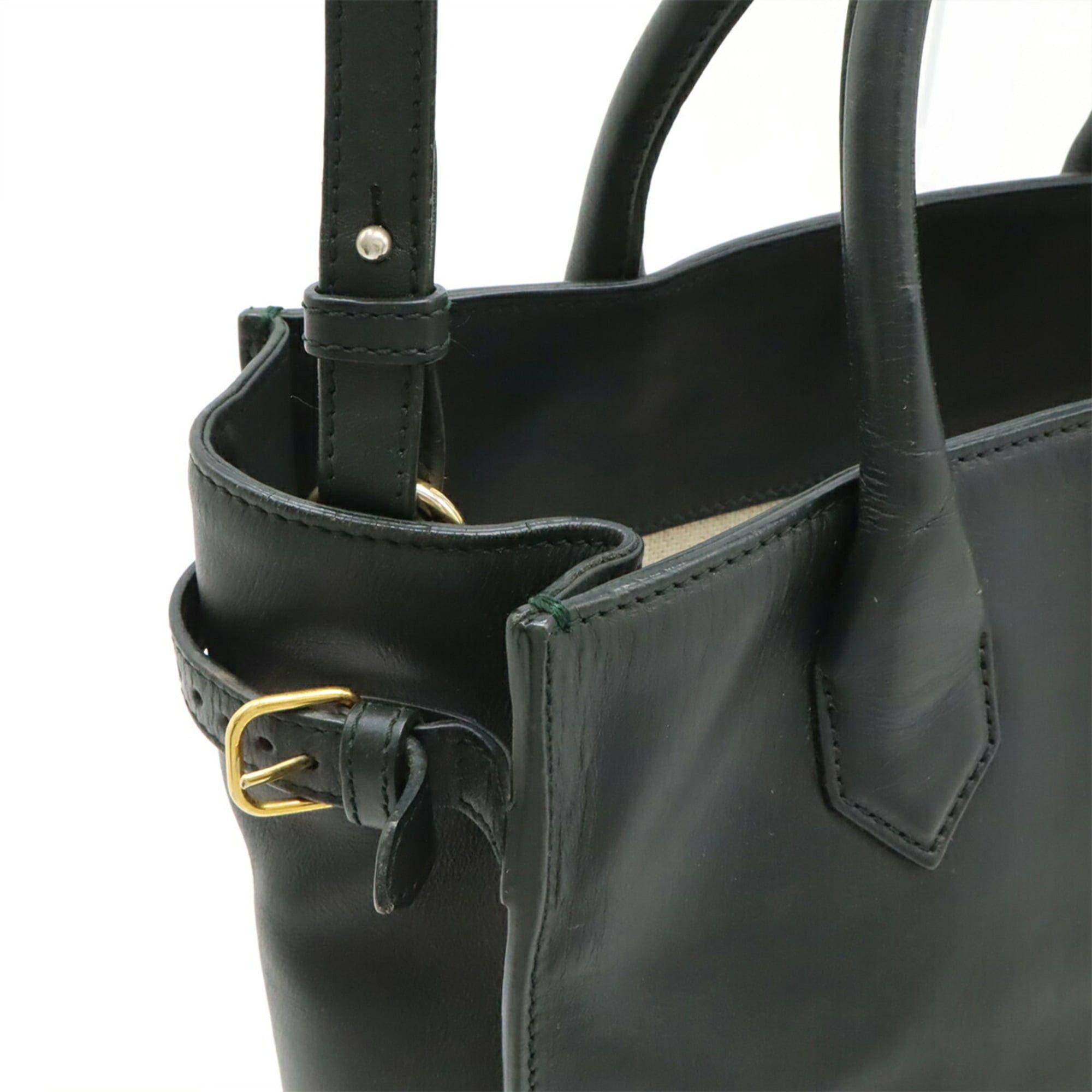 Balenciaga BALENCIAGA Padlock All Afternoon Handbag/Shoulder Bag, Dark Green Leather, Key Missing, 305593 Size ONE SIZE - 5 Thumbnail