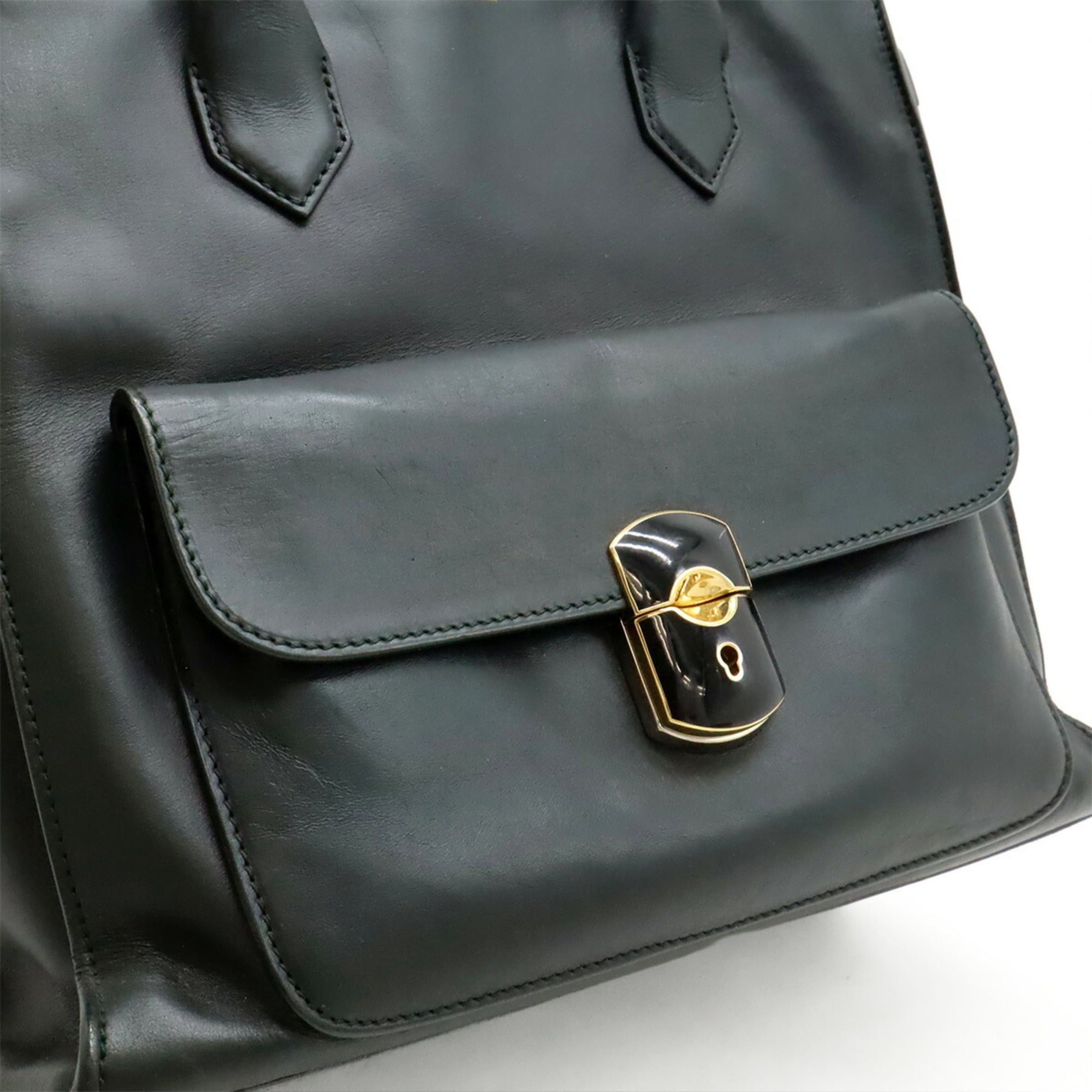 Balenciaga BALENCIAGA Padlock All Afternoon Handbag/Shoulder Bag, Dark Green Leather, Key Missing, 305593 Size ONE SIZE - 9 Thumbnail