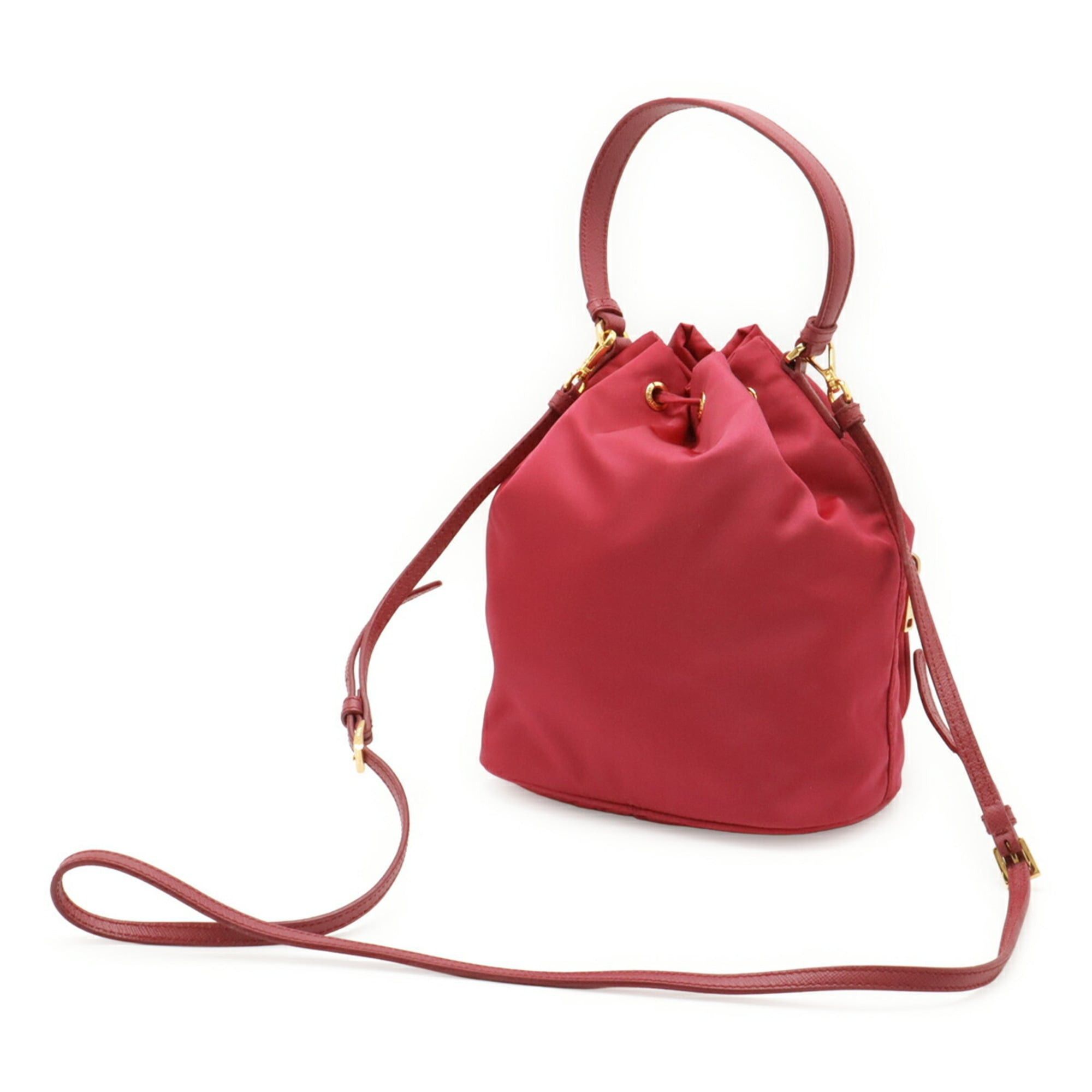 Prada Prada handbag bucket bag shoulder nylon leather pink 1BH038 Size ONE SIZE - 3 Thumbnail