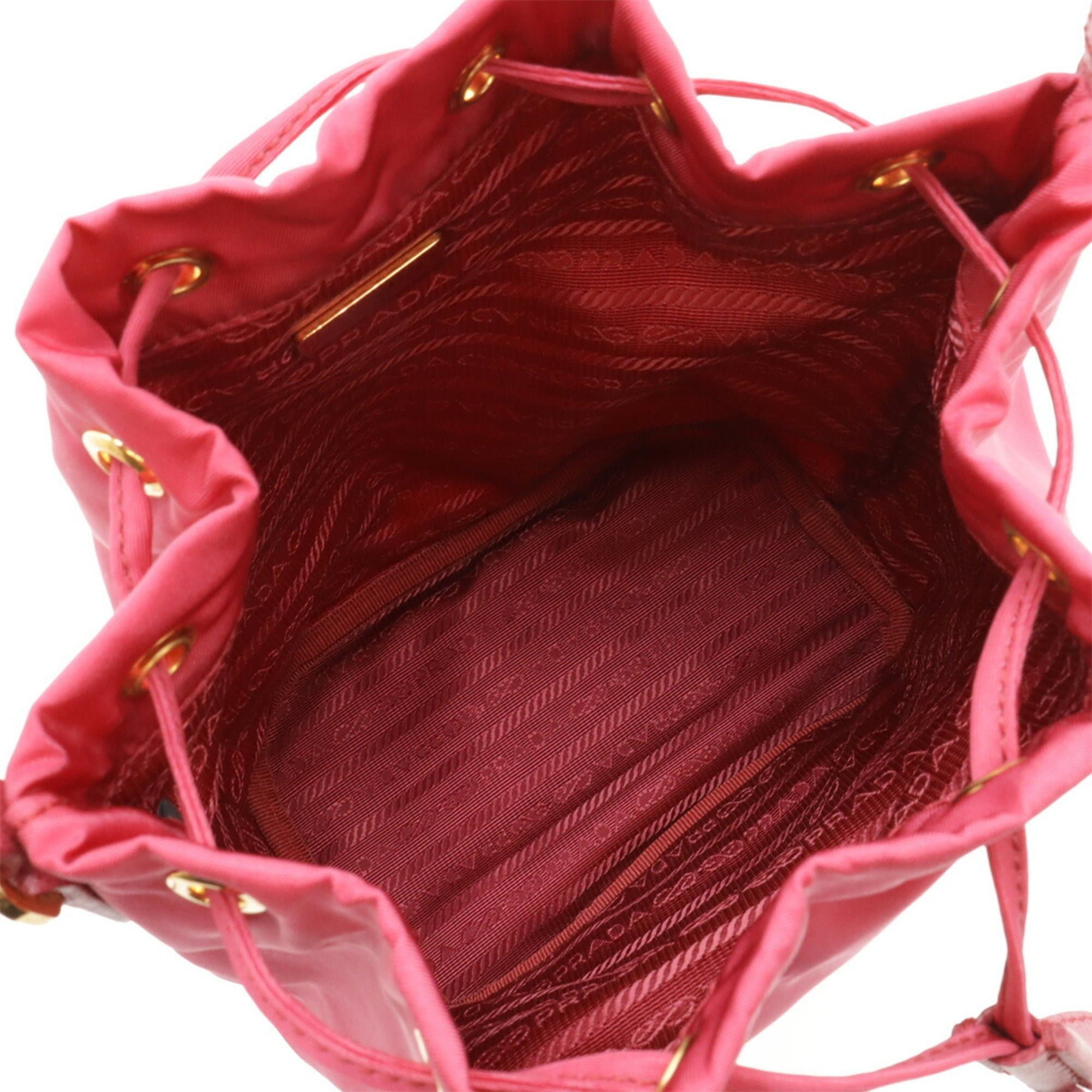 Prada Prada handbag bucket bag shoulder nylon leather pink 1BH038 Size ONE SIZE - 8 Thumbnail