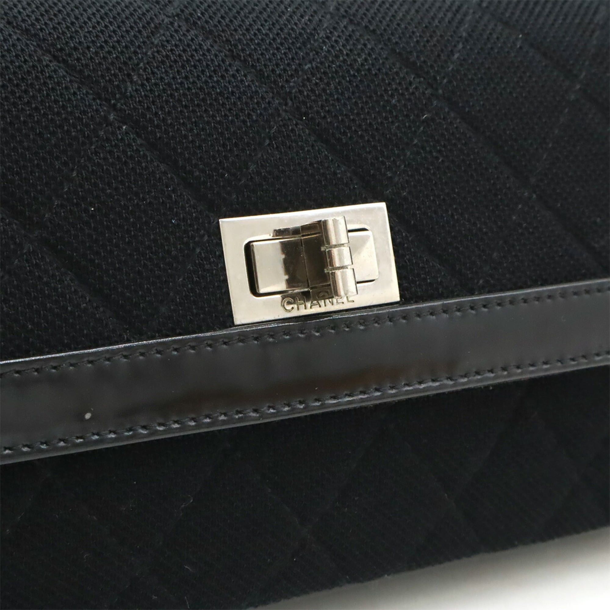 Chanel CHANEL 2.55 Matelasse Chain Shoulder Bag in Canvas, Patent Leather, and Black Size ONE SIZE - 9 Thumbnail