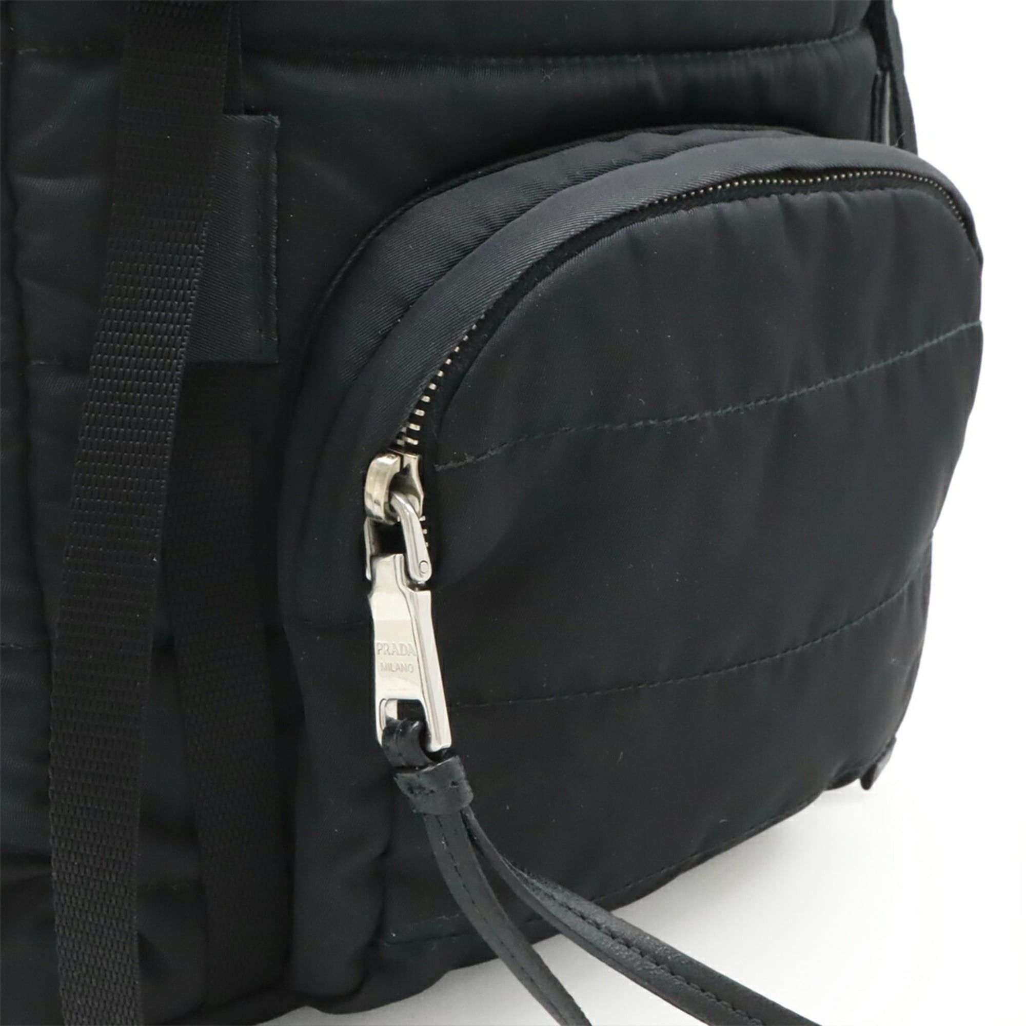 Prada PRADA Triangle Backpack, Quilted Nylon and Leather, Black, 1BZ002 Size ONE SIZE - 10 Thumbnail
