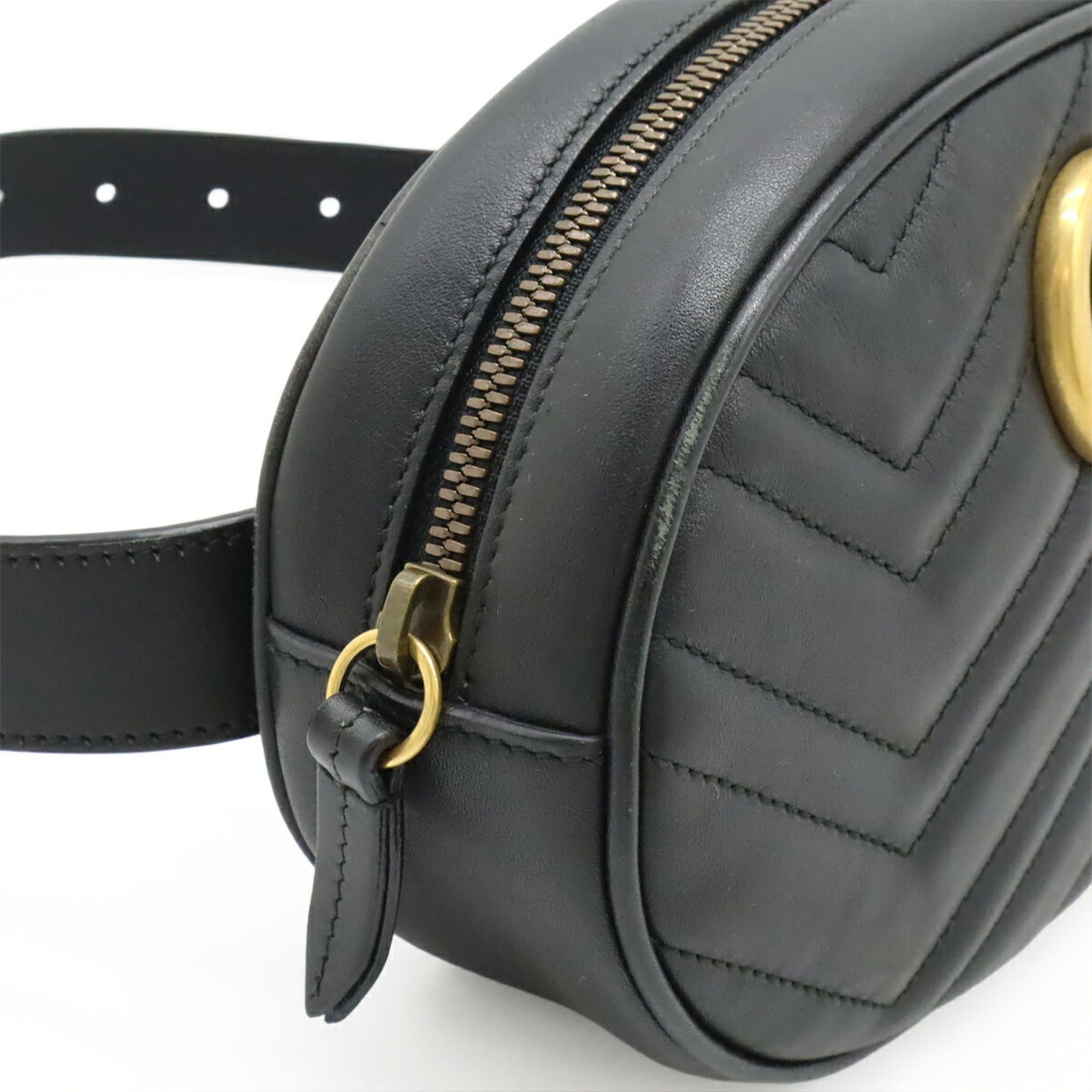 Gucci GUCCI GG Marmont Belt Bag, Body Waist Pouch, Quilted Leather, Black, #75 491294 Size ONE SIZE - 7 Thumbnail