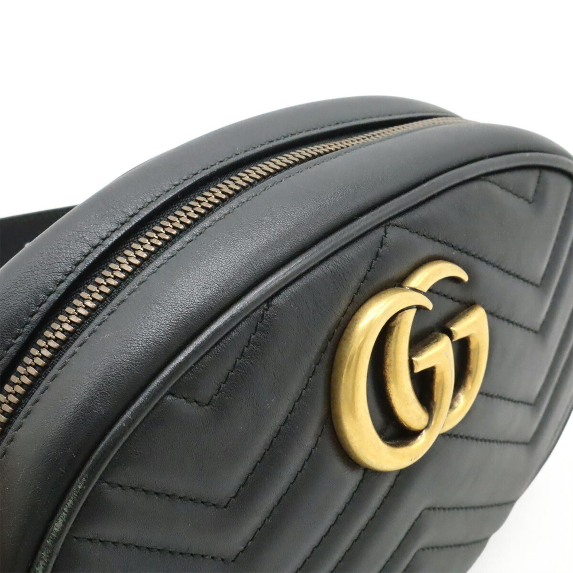 Gucci GUCCI GG Marmont Belt Bag, Body Waist Pouch, Quilted Leather, Black, #75 491294 Size ONE SIZE - 8 Thumbnail