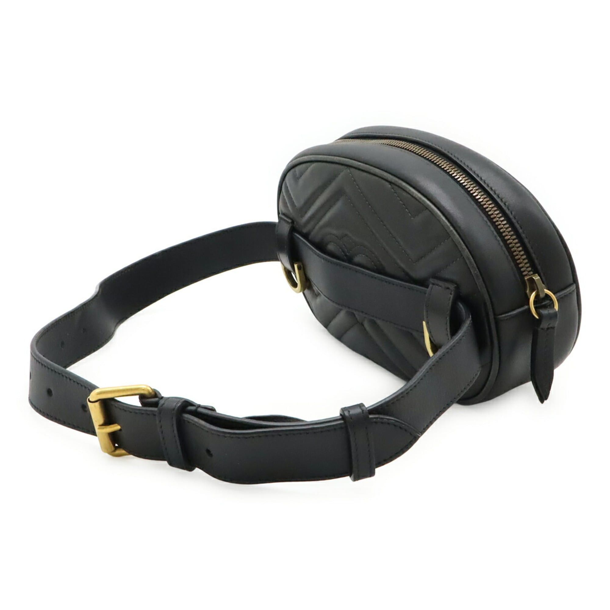 Gucci GUCCI GG Marmont Belt Bag, Body Waist Pouch, Quilted Leather, Black, #75 491294 Size ONE SIZE - 3 Thumbnail