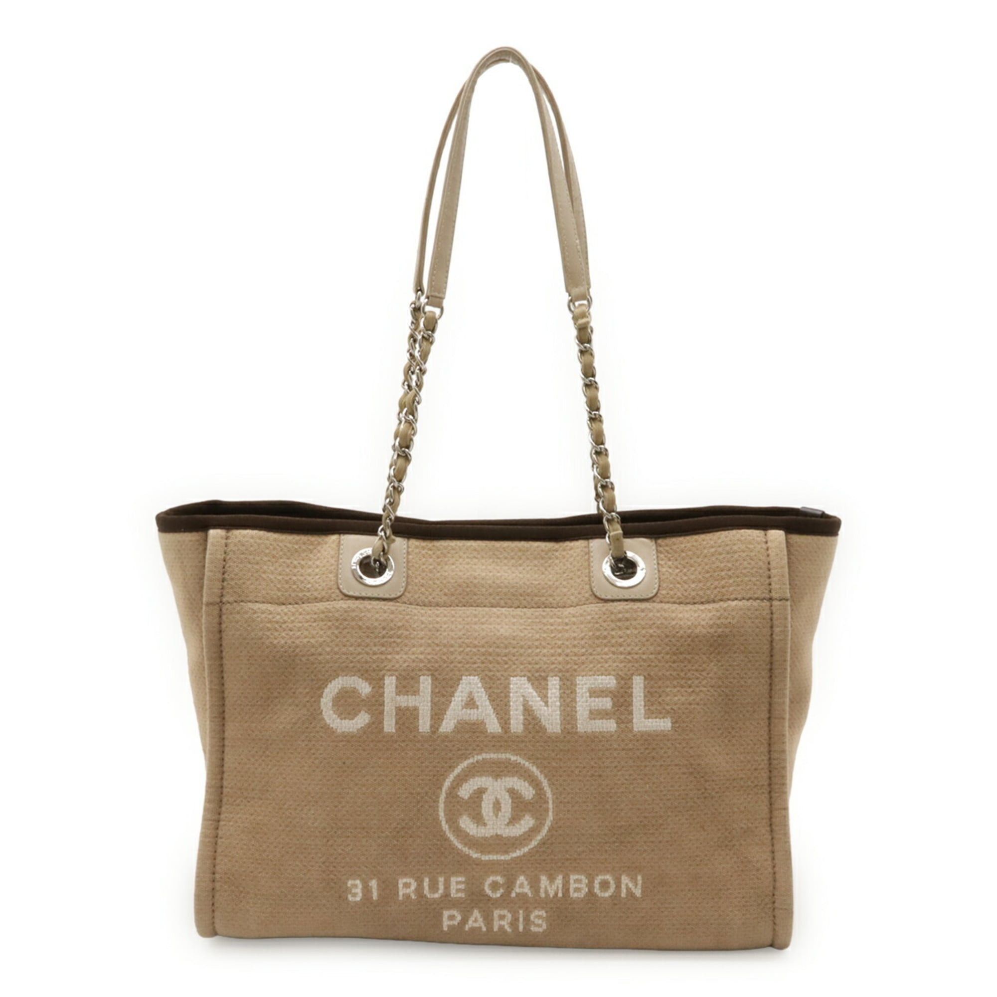 Chanel CHANEL Deauville Medium Tote MM Bag Shoulder with Chain Strap, Beige and Brown, A67001 Size ONE SIZE - 2 Thumbnail