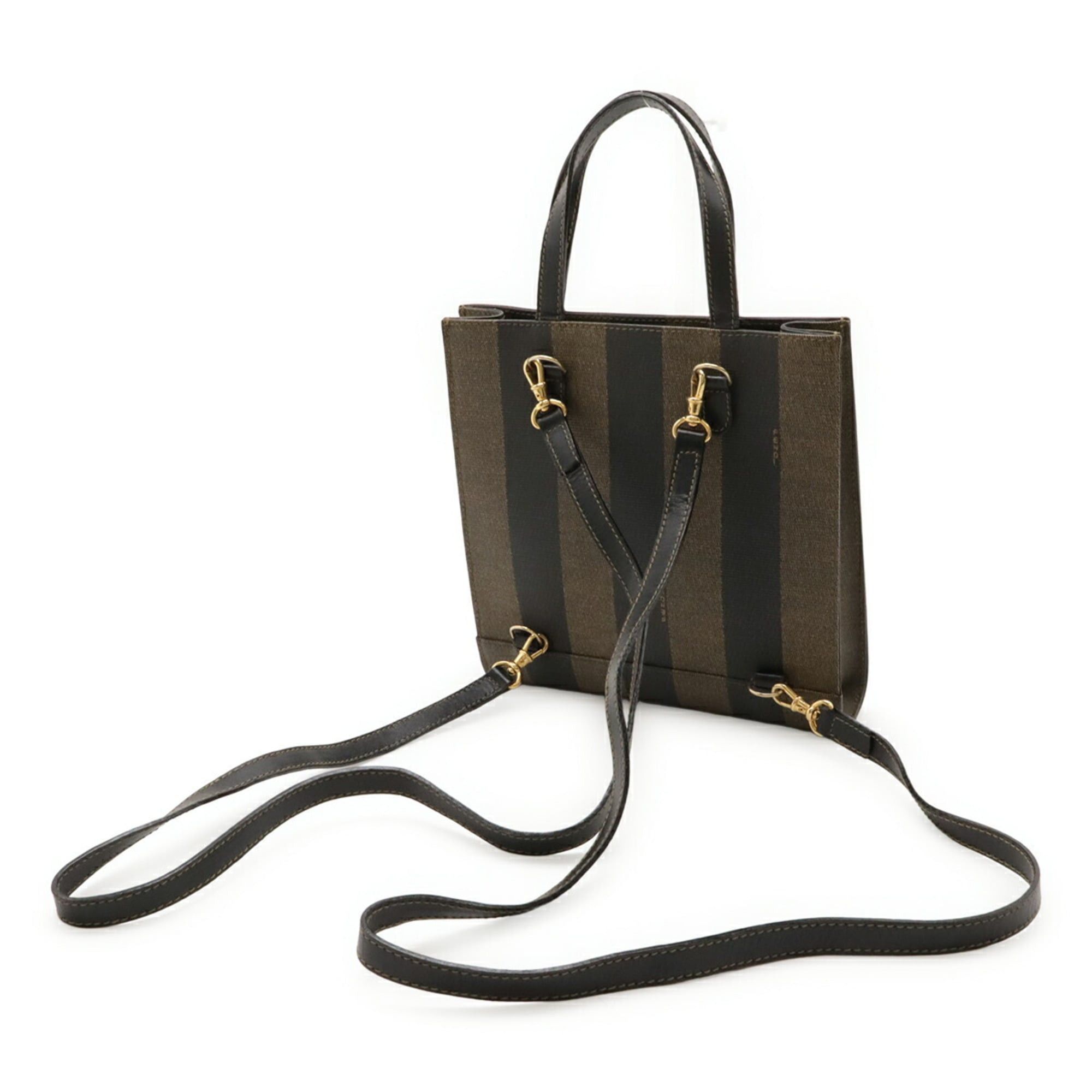 Fendi FENDI Pecan 3-Way Handbag, Shoulder Tote, Backpack, PVC Leather, Khaki Brown, Black, 30826 Size ONE SIZE - 3 Thumbnail