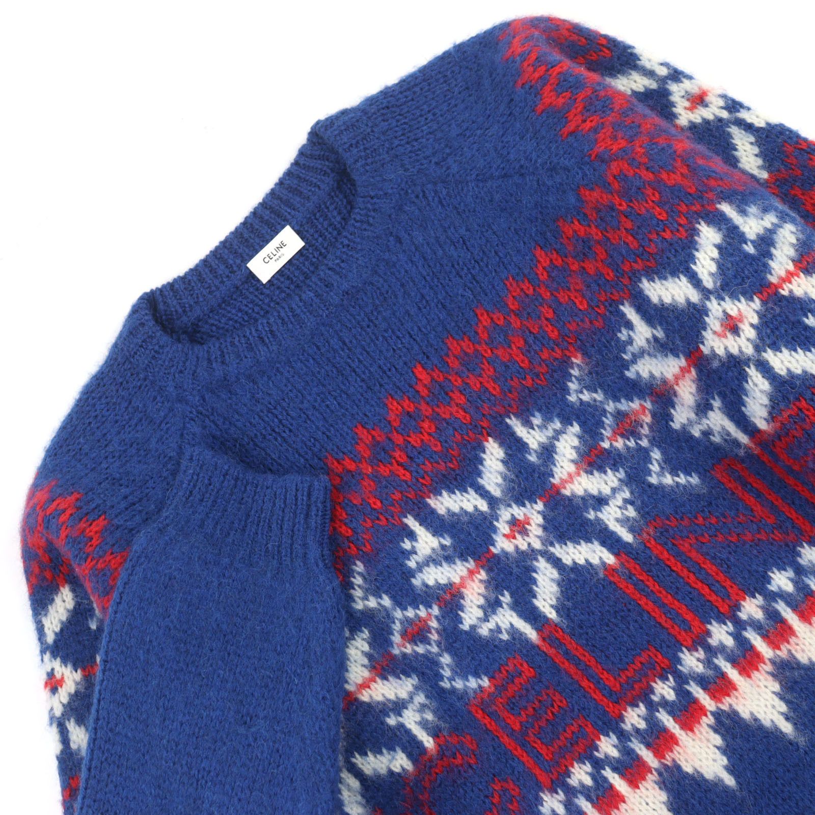 Celine Celine Celine Fair Isle Logo-embroidered Wool Knit Textile Tops 2AA80628S DUTY FREE for USA Size ONE SIZE - 2 Thumbnail