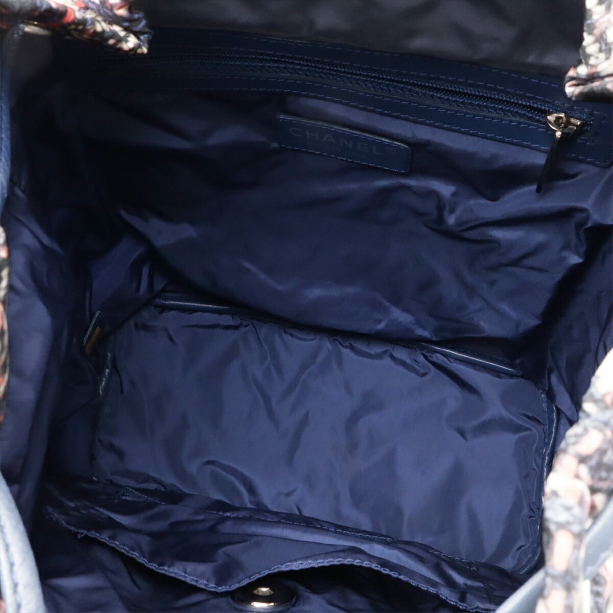 Chanel CHANEL Tweed Print Coco Mark Chain Shoulder Backpack Nylon Blue Pink A66445 Size ONE SIZE - 8 Thumbnail