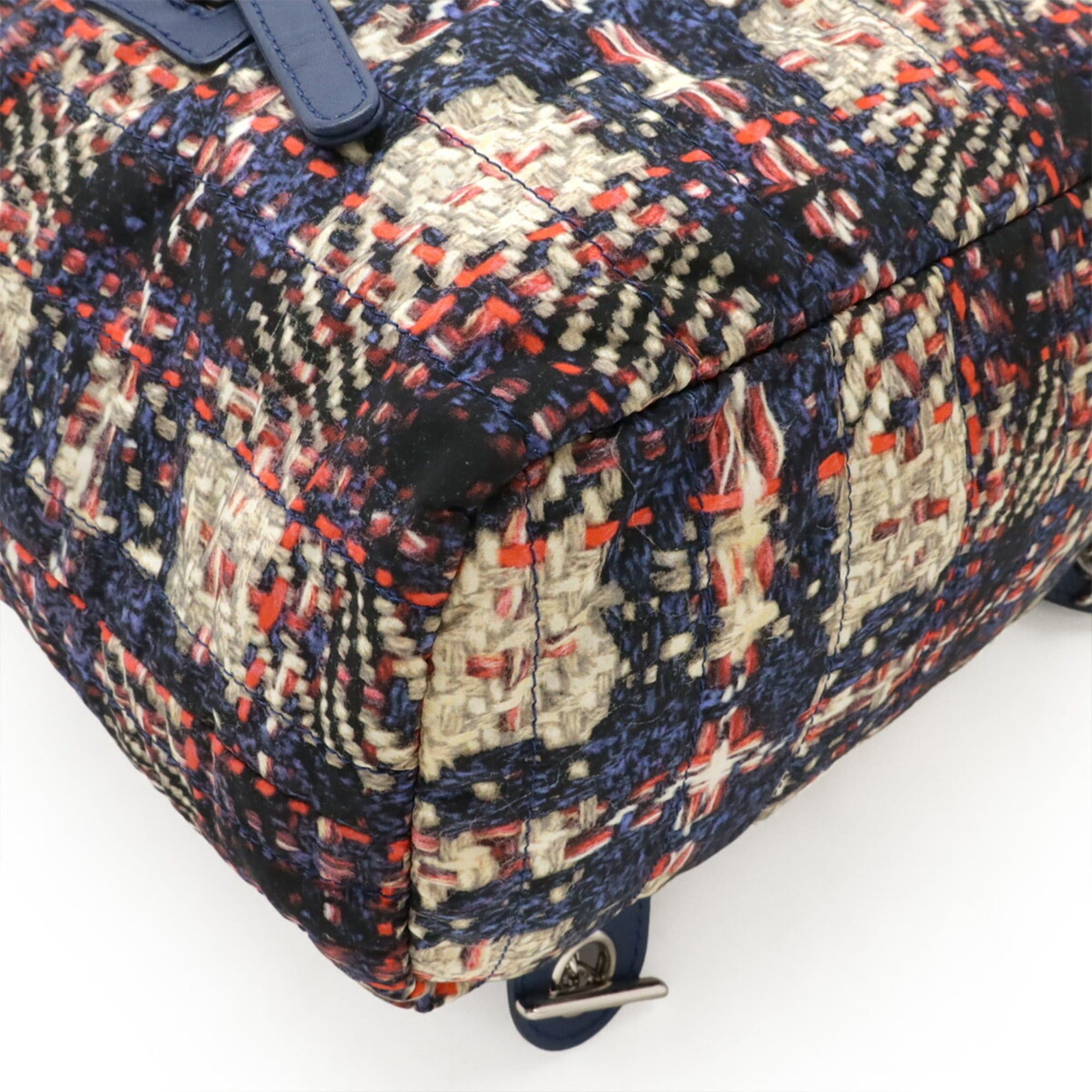 Chanel CHANEL Tweed Print Coco Mark Chain Shoulder Backpack Nylon Blue Pink A66445 Size ONE SIZE - 4 Thumbnail