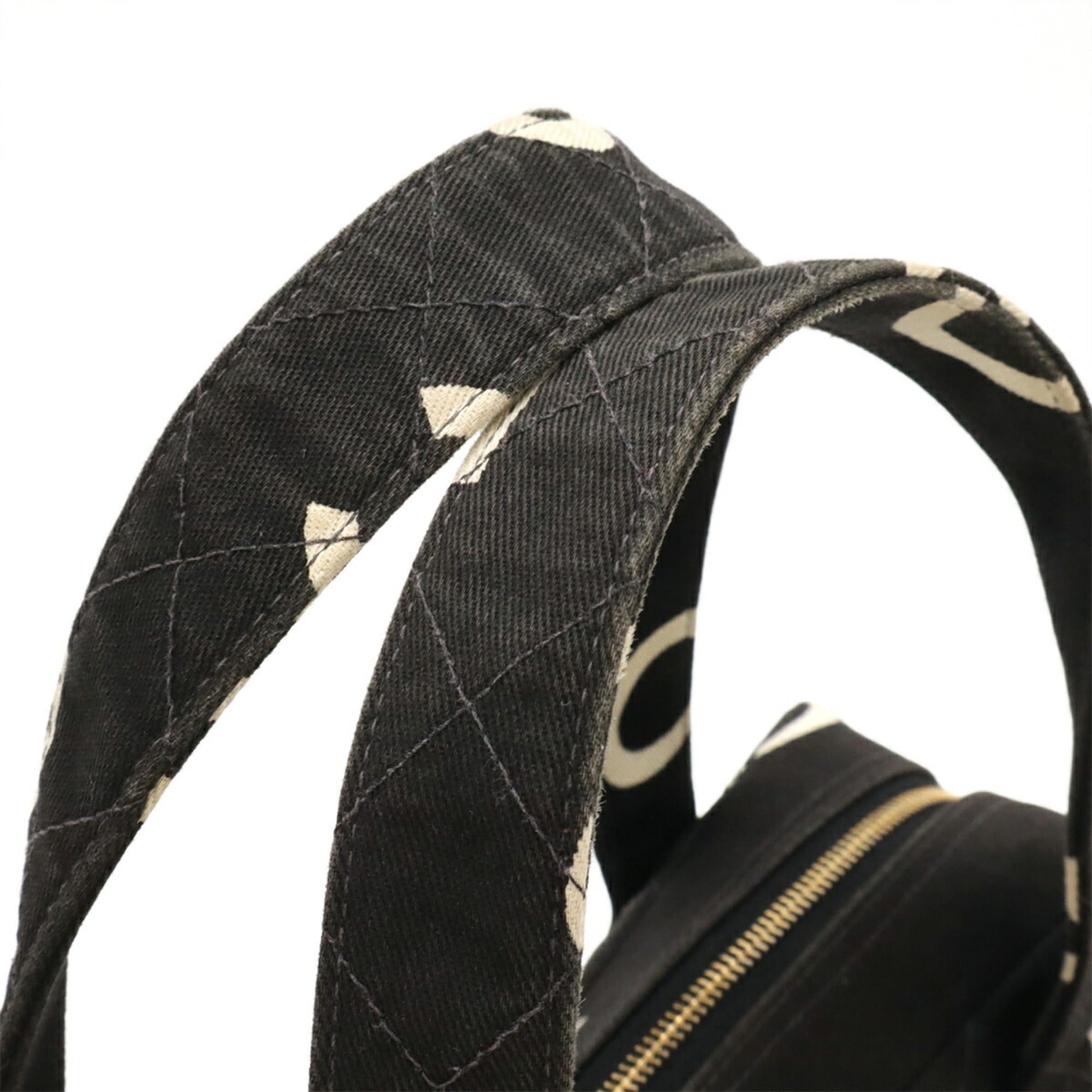 Chanel CHANEL Coco Mark Print Handbag Tote Bag Canvas Black Ivory White Size ONE SIZE - 6 Thumbnail